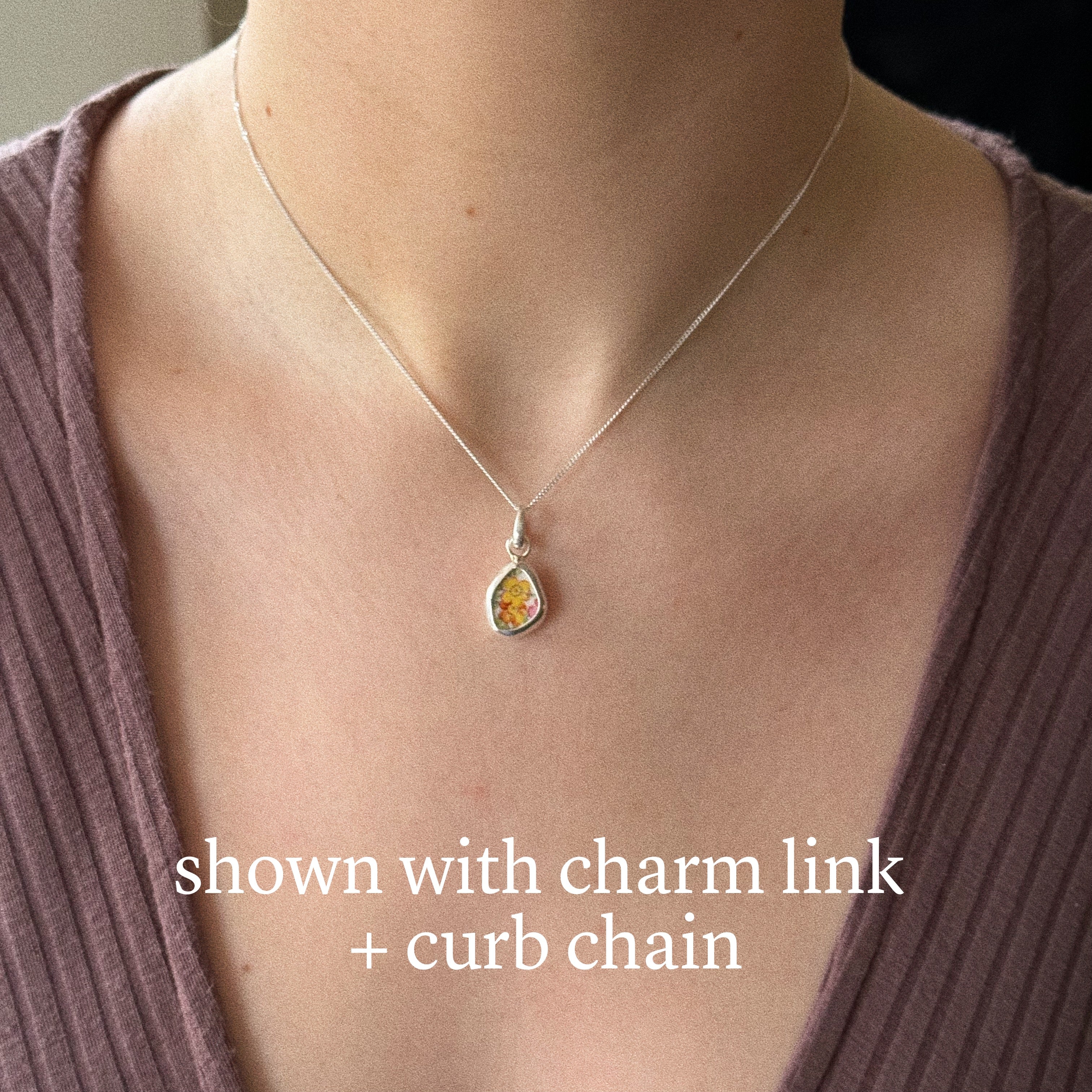 Vintage pottery charm + chain