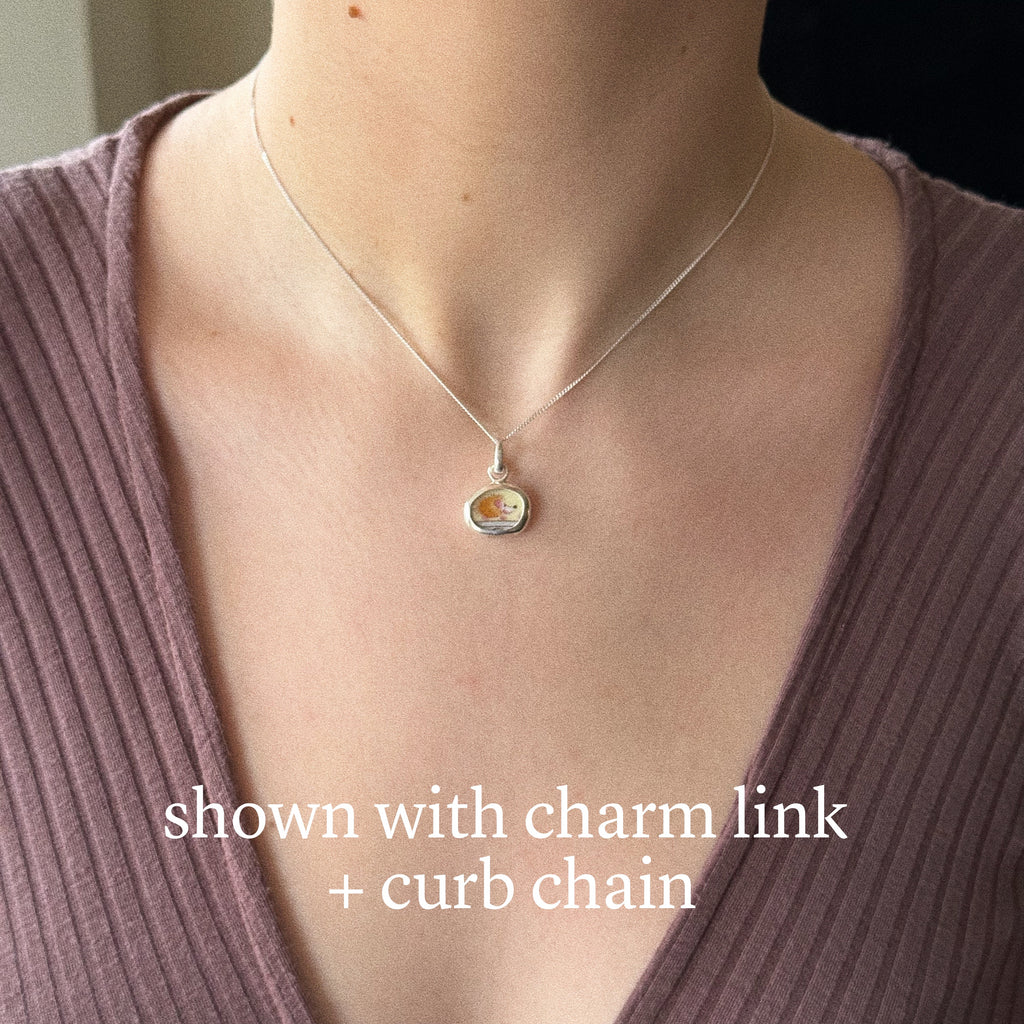 Vintage pottery charm + chain