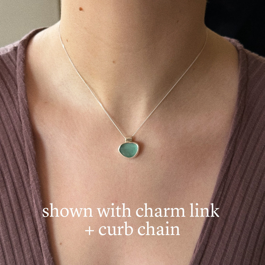 Lux sea glass pendant + chain