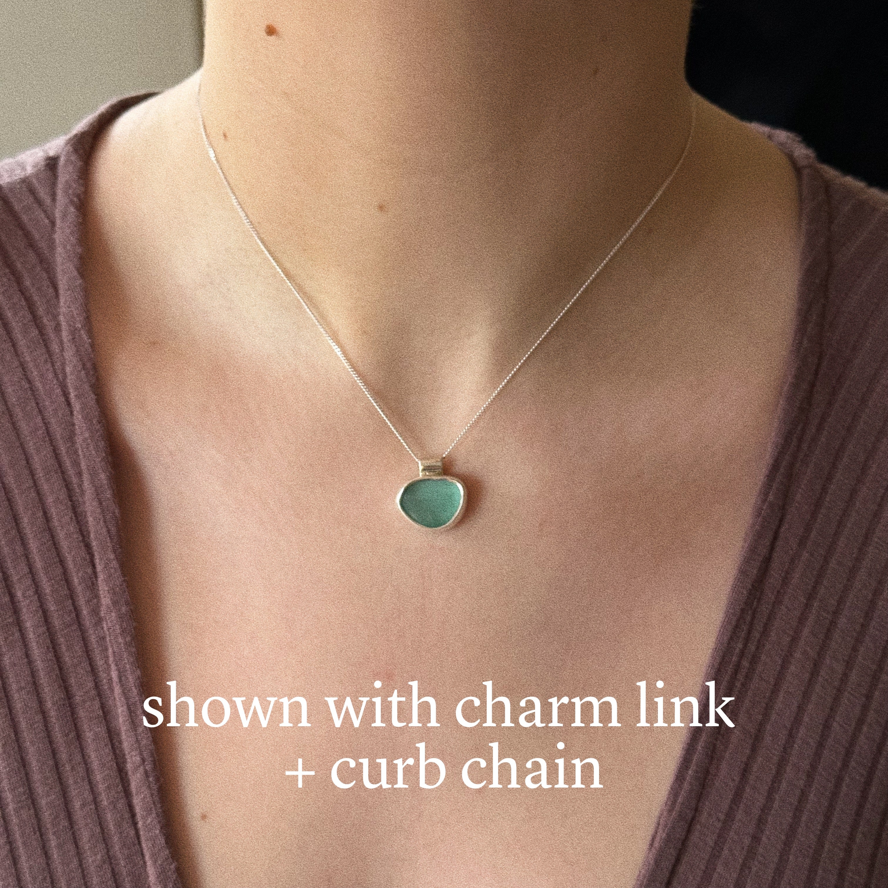 Lux sea glass pendant + chain