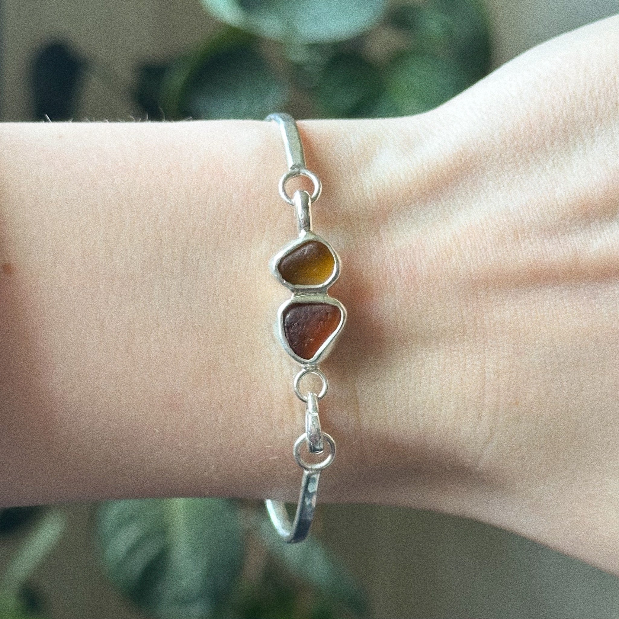 Double sea glass cuff charm No. 1