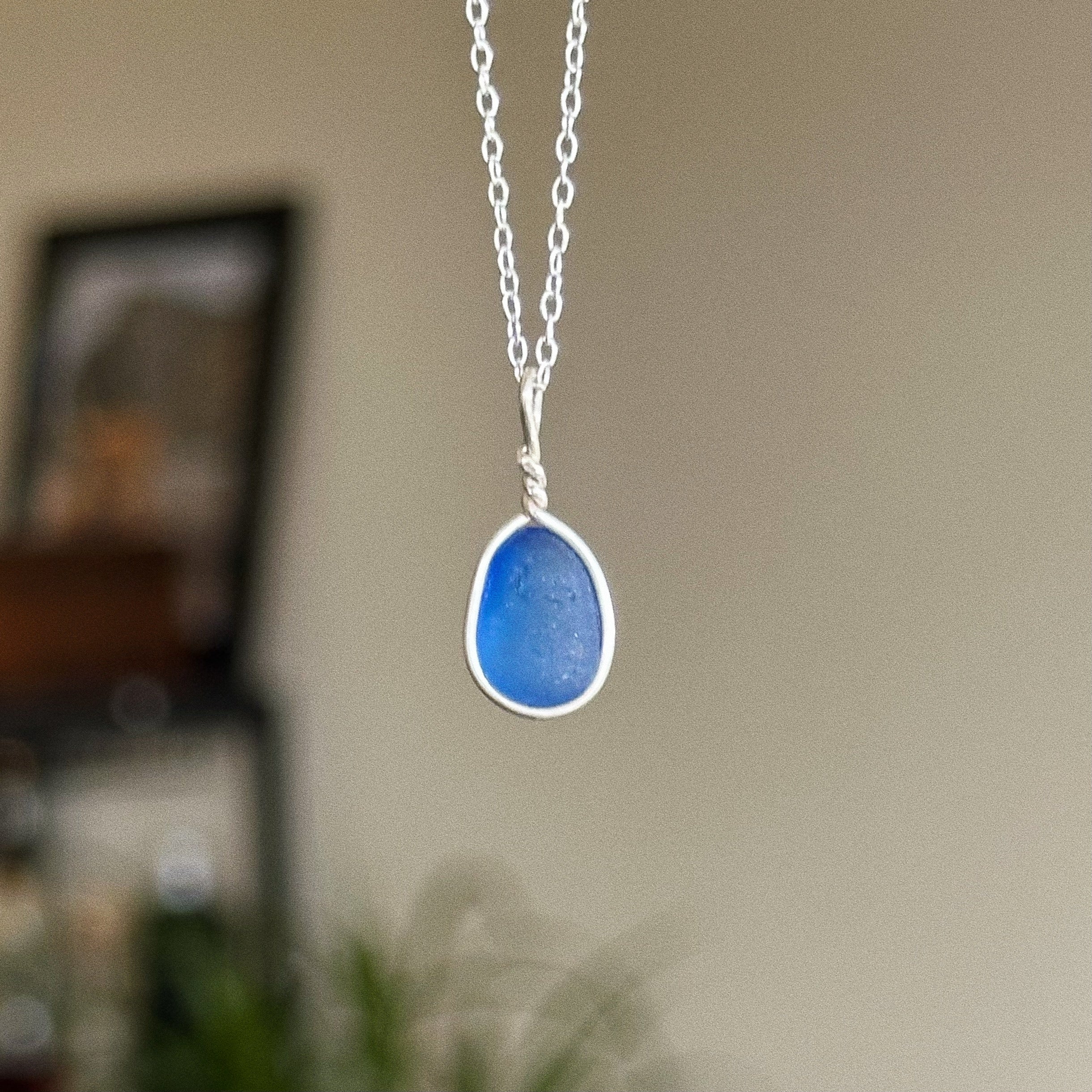 Sea glass wire wrap pendant