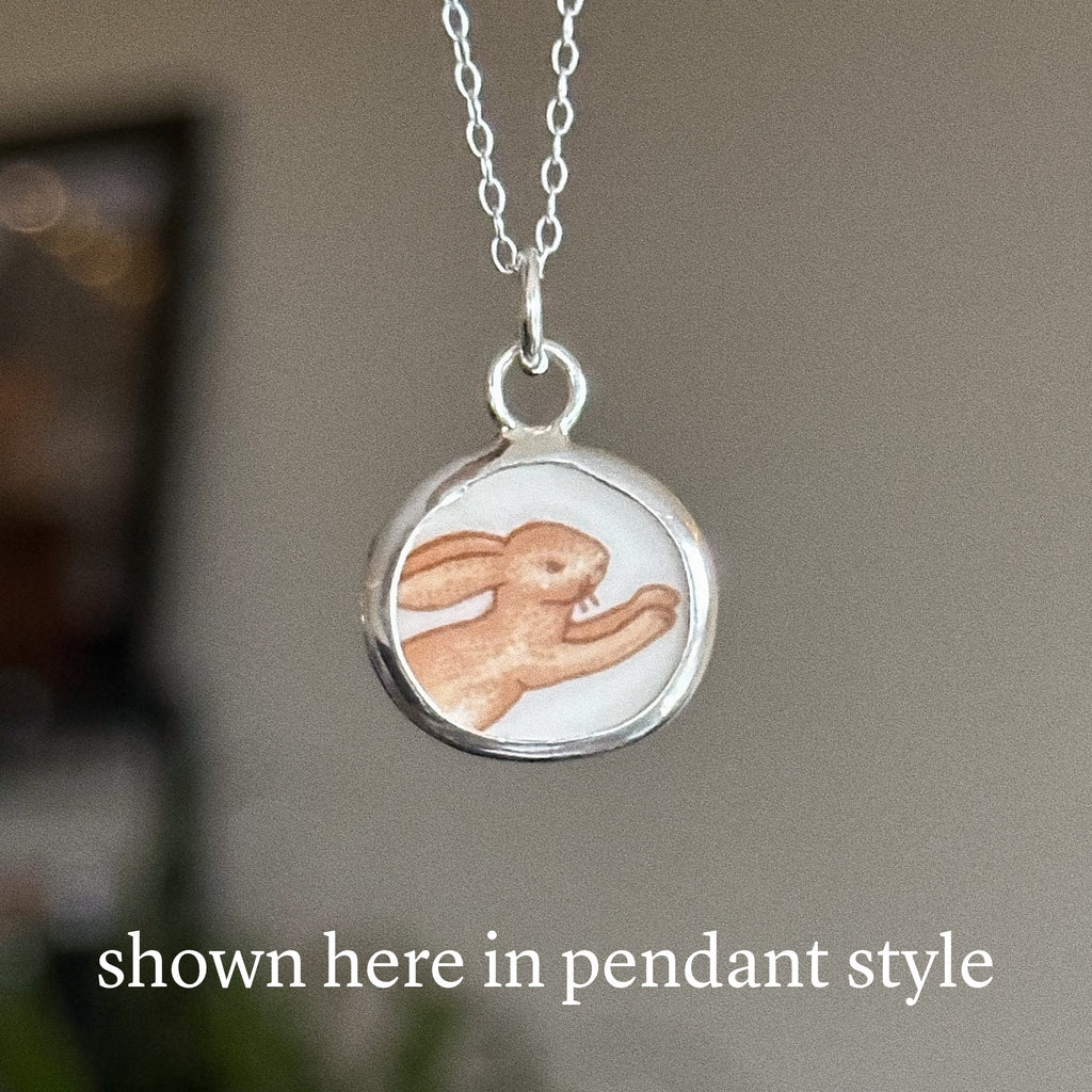 Vintage pottery charm + chain