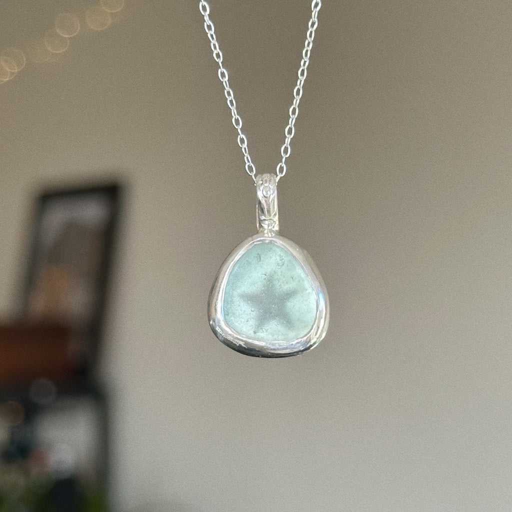 Sea glass star pendant + necklace