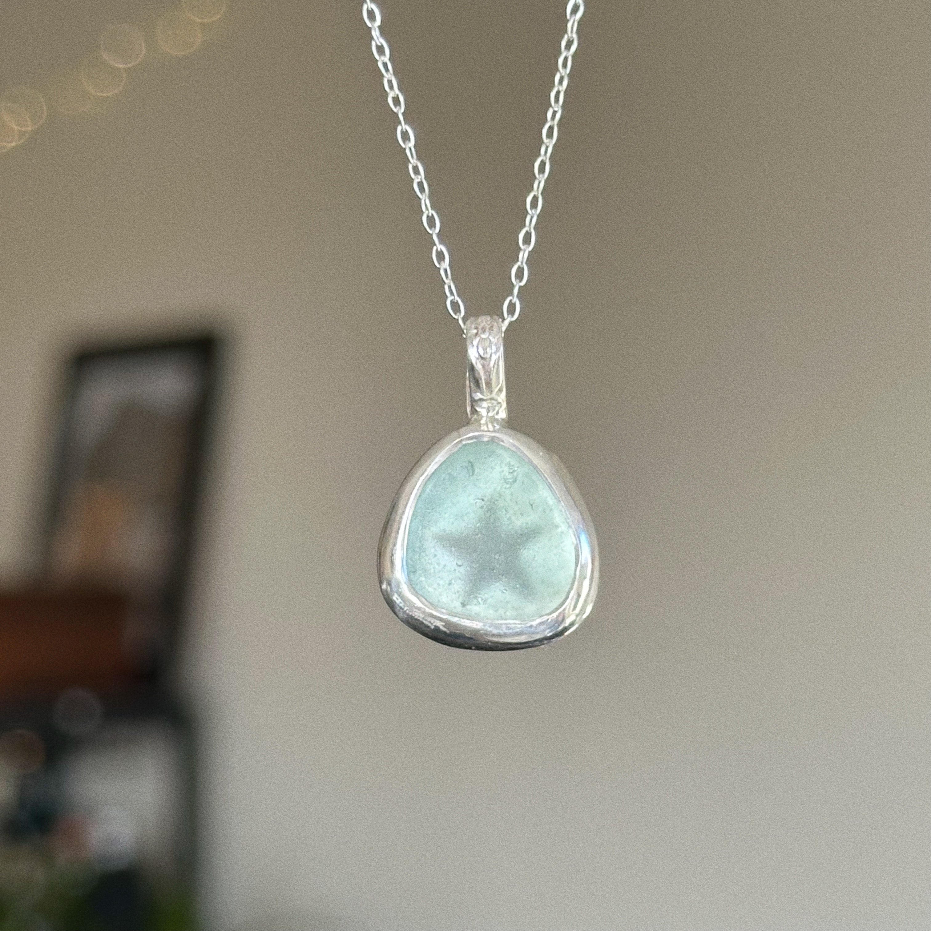 Sea glass star pendant + necklace