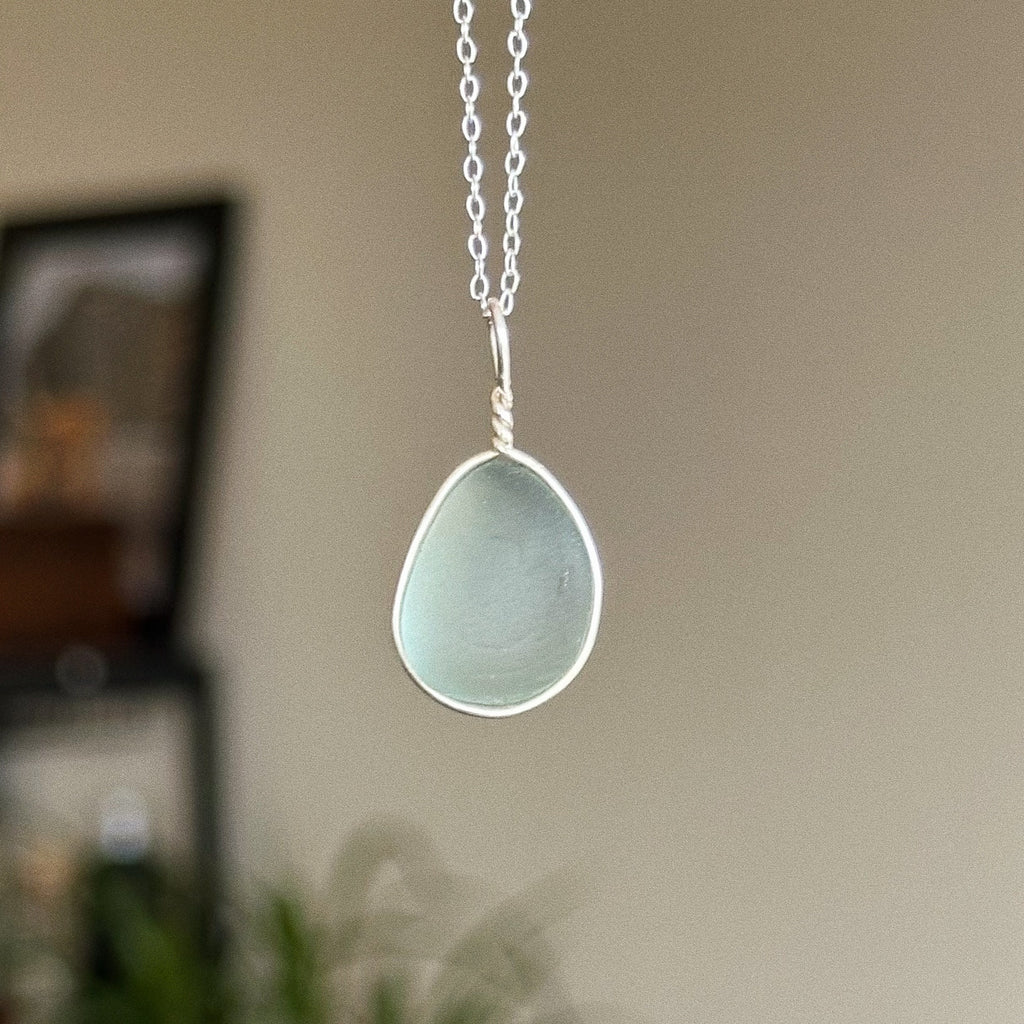 Sea glass wire wrap pendant
