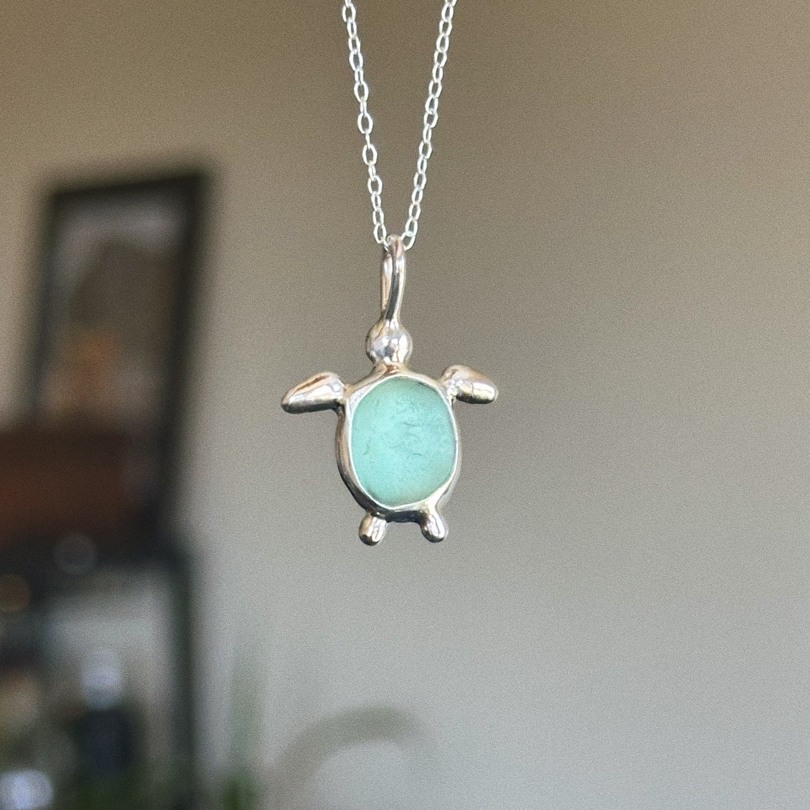 Sea glass turtle pendant