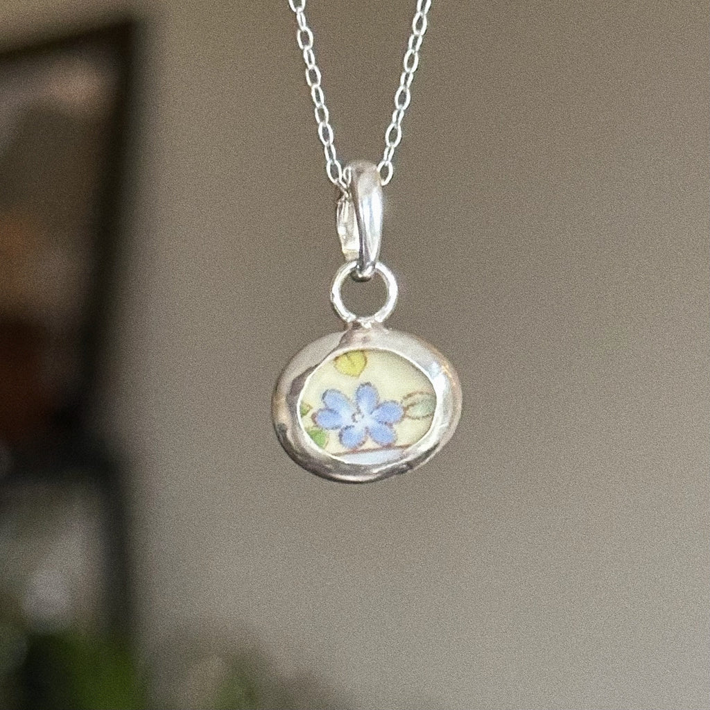 Vintage pottery charm + chain