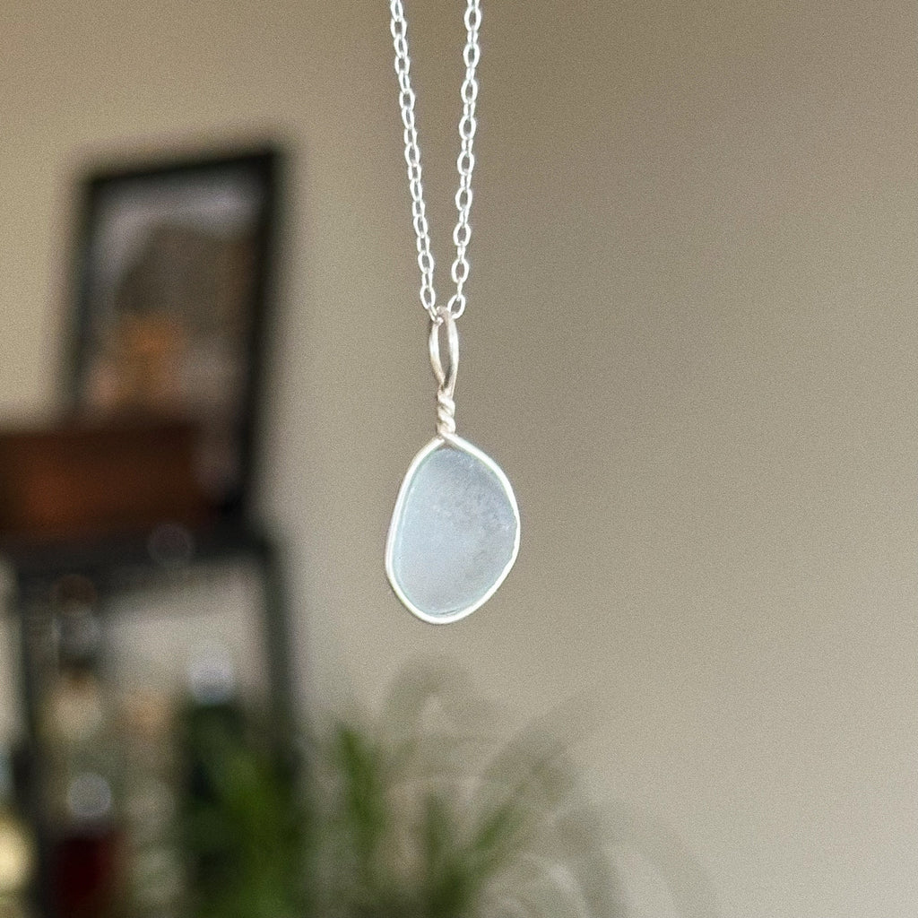 Sea glass wire wrap pendant