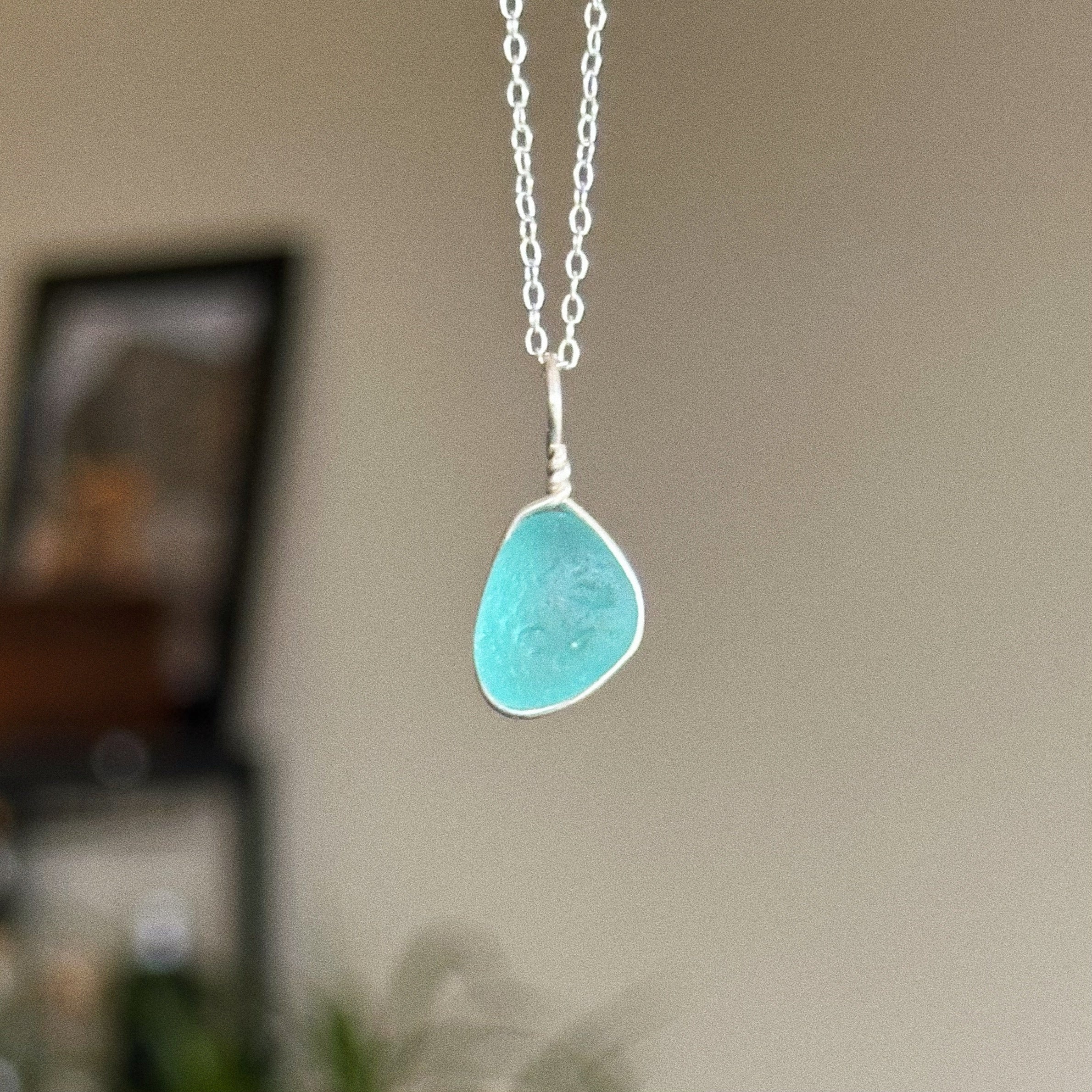 Sea glass wire wrap pendant