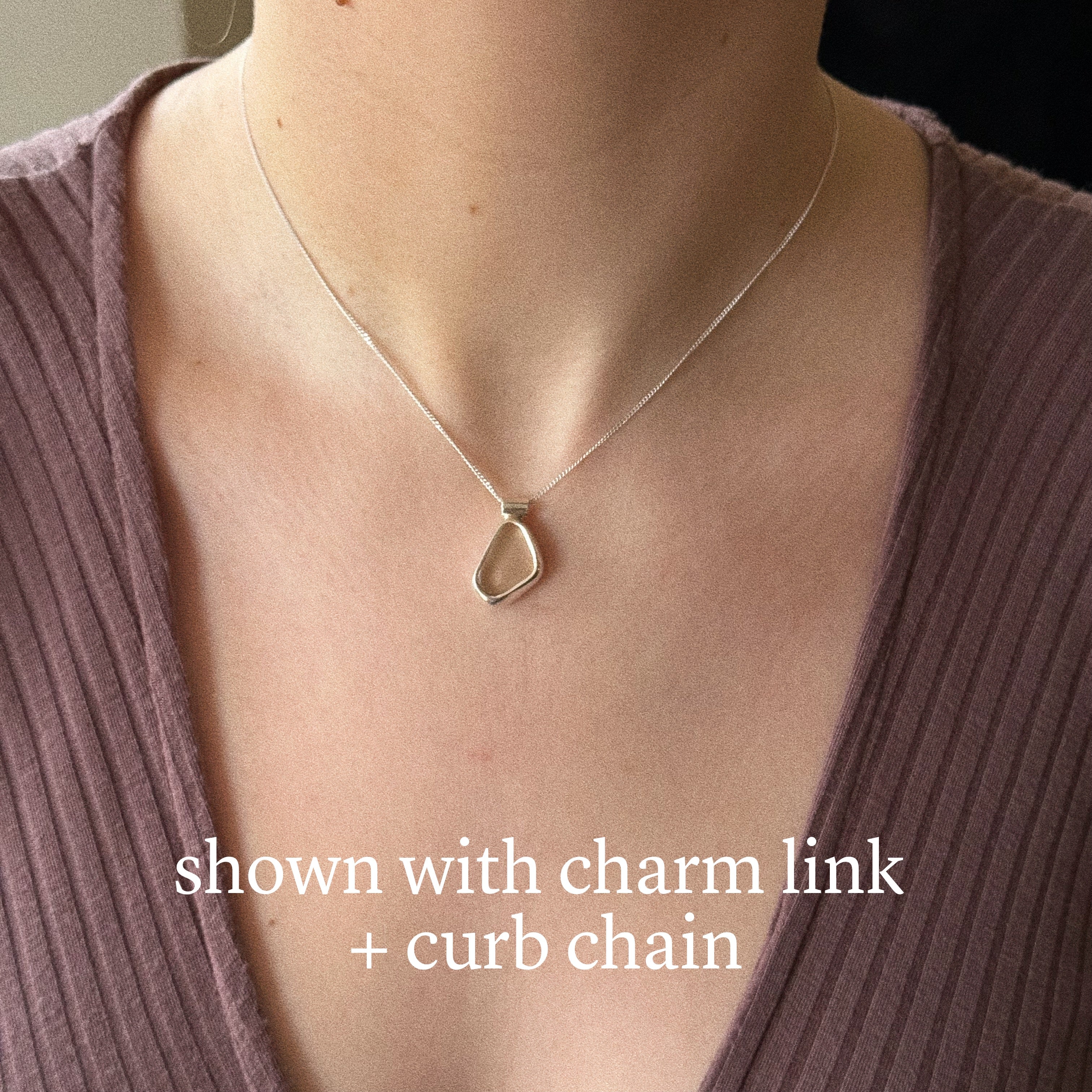 Lux sea glass pendant + chain