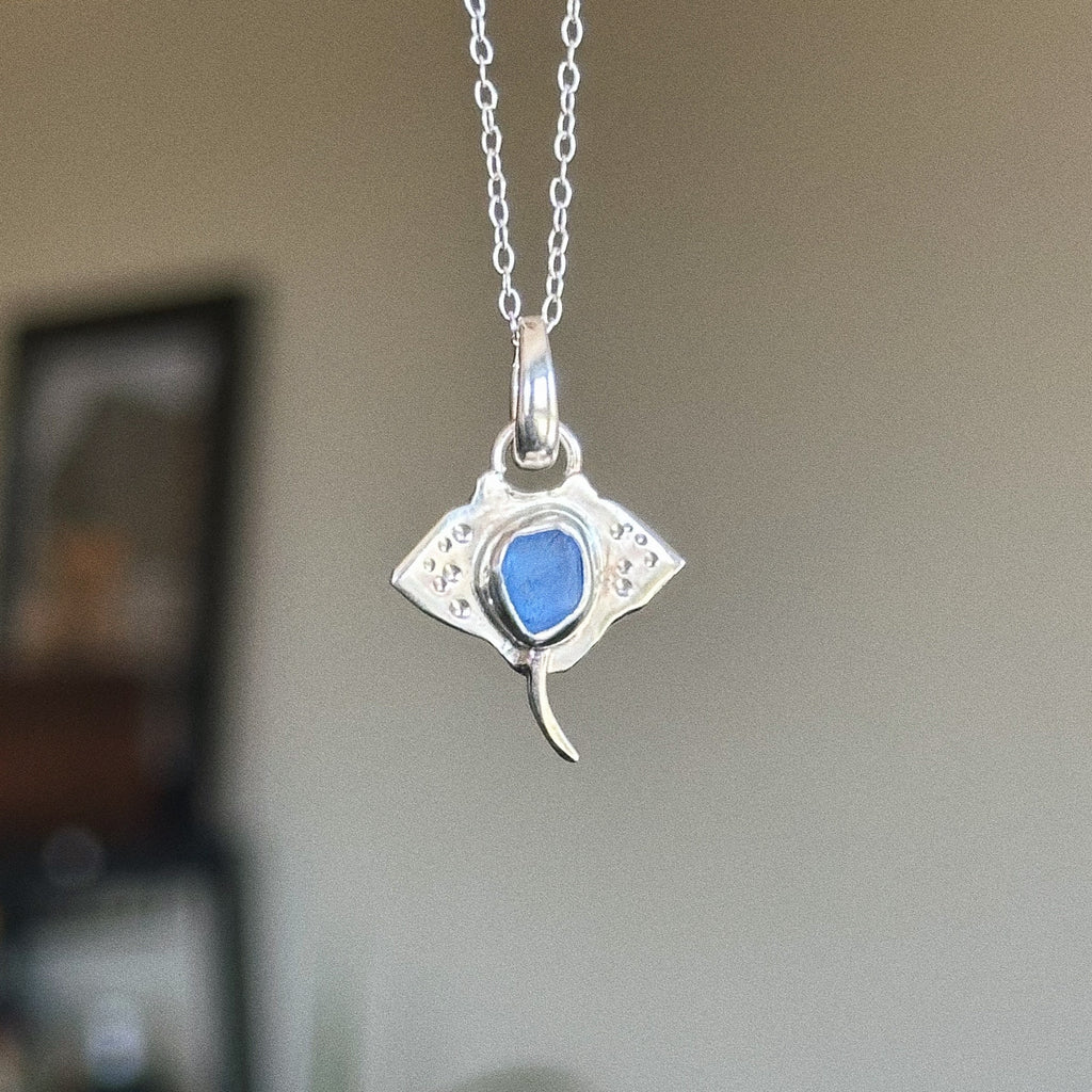 Sea glass manta ray charm