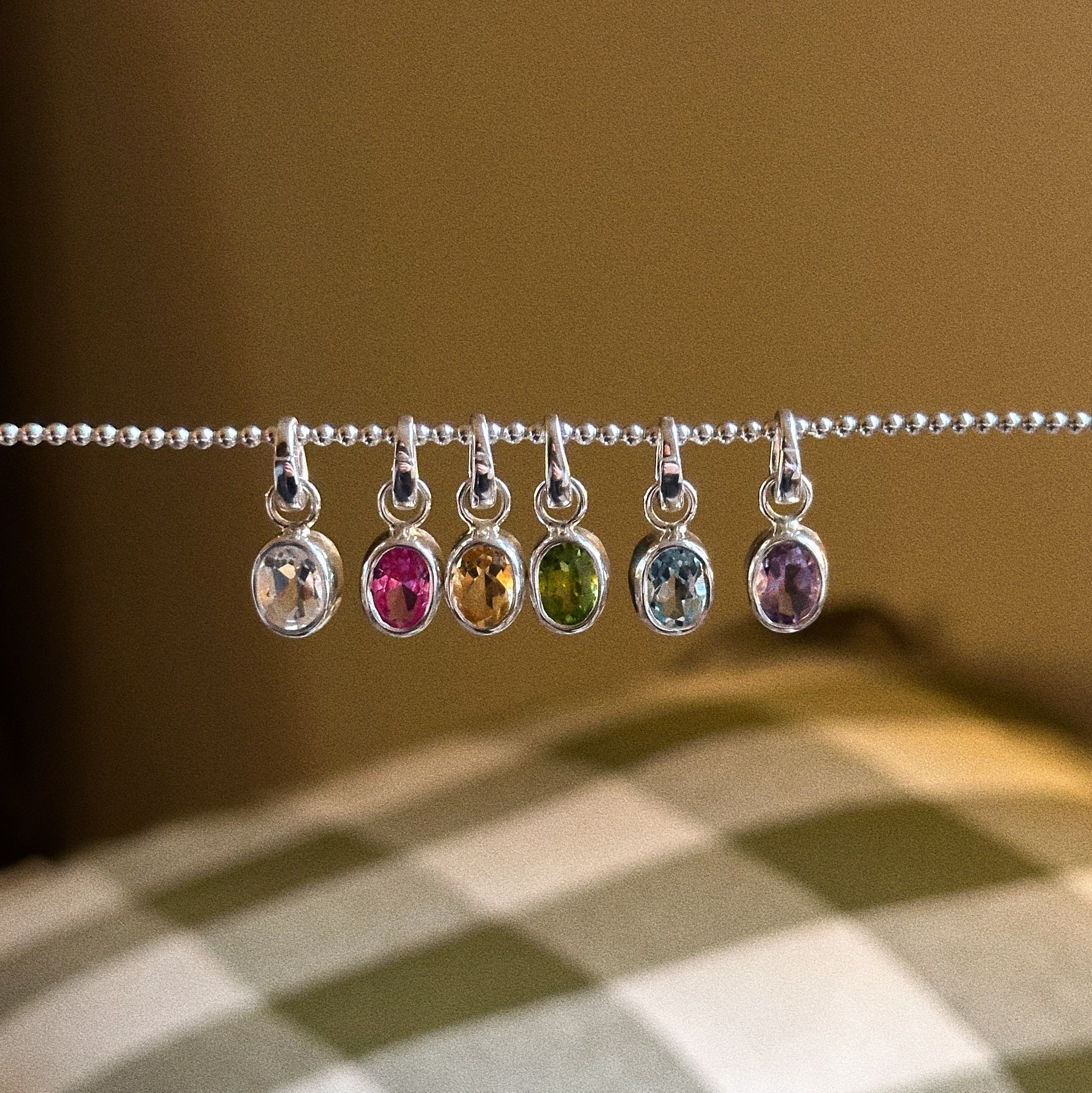 Gemstone charm + chain