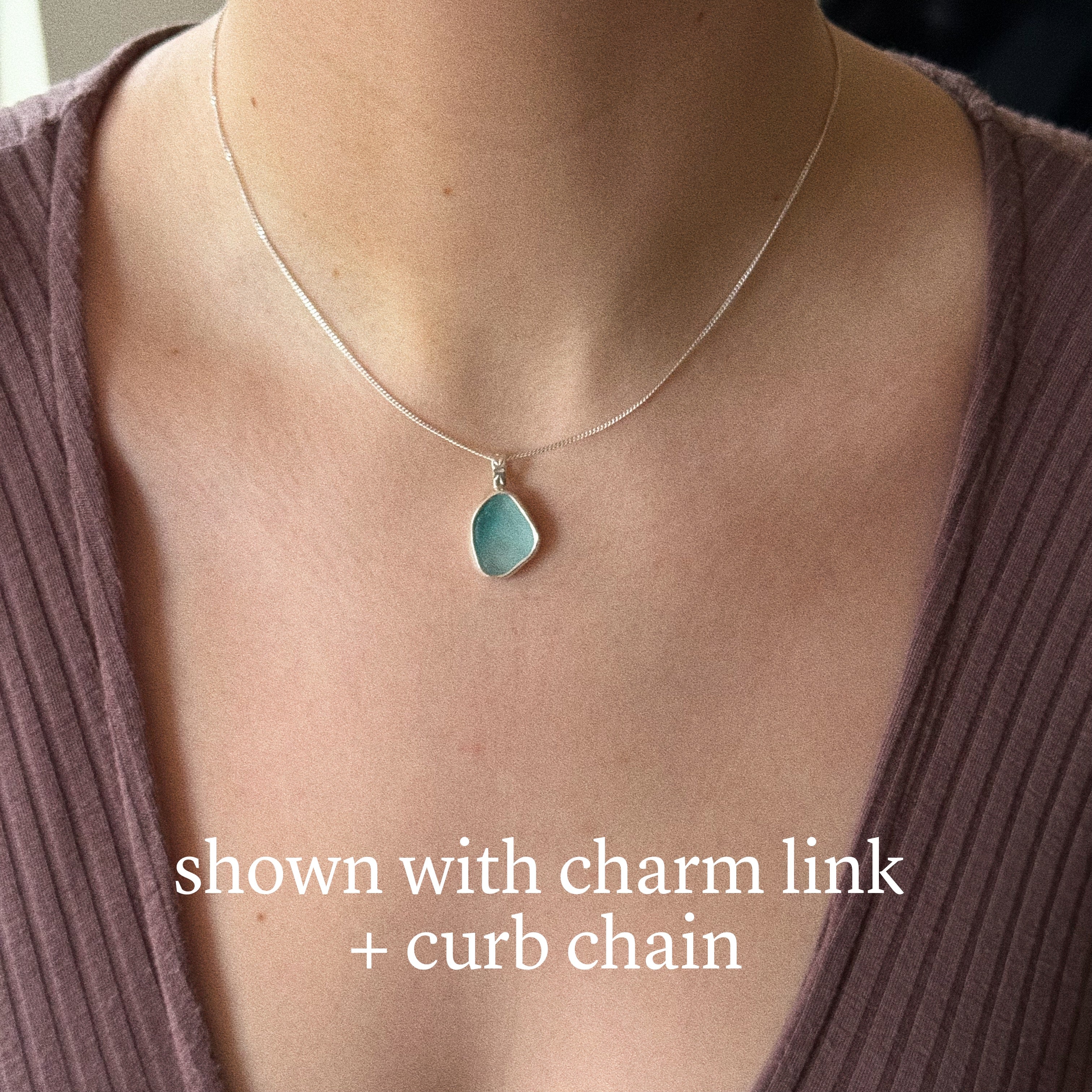 Lux multi sea glass pendant + chain