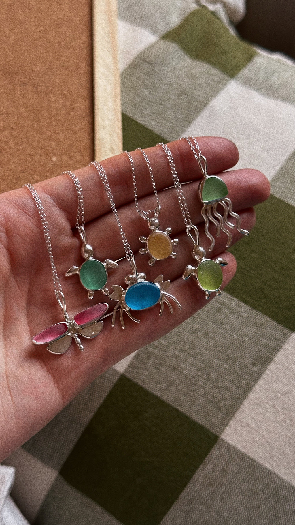 Sea glass turtle + chain