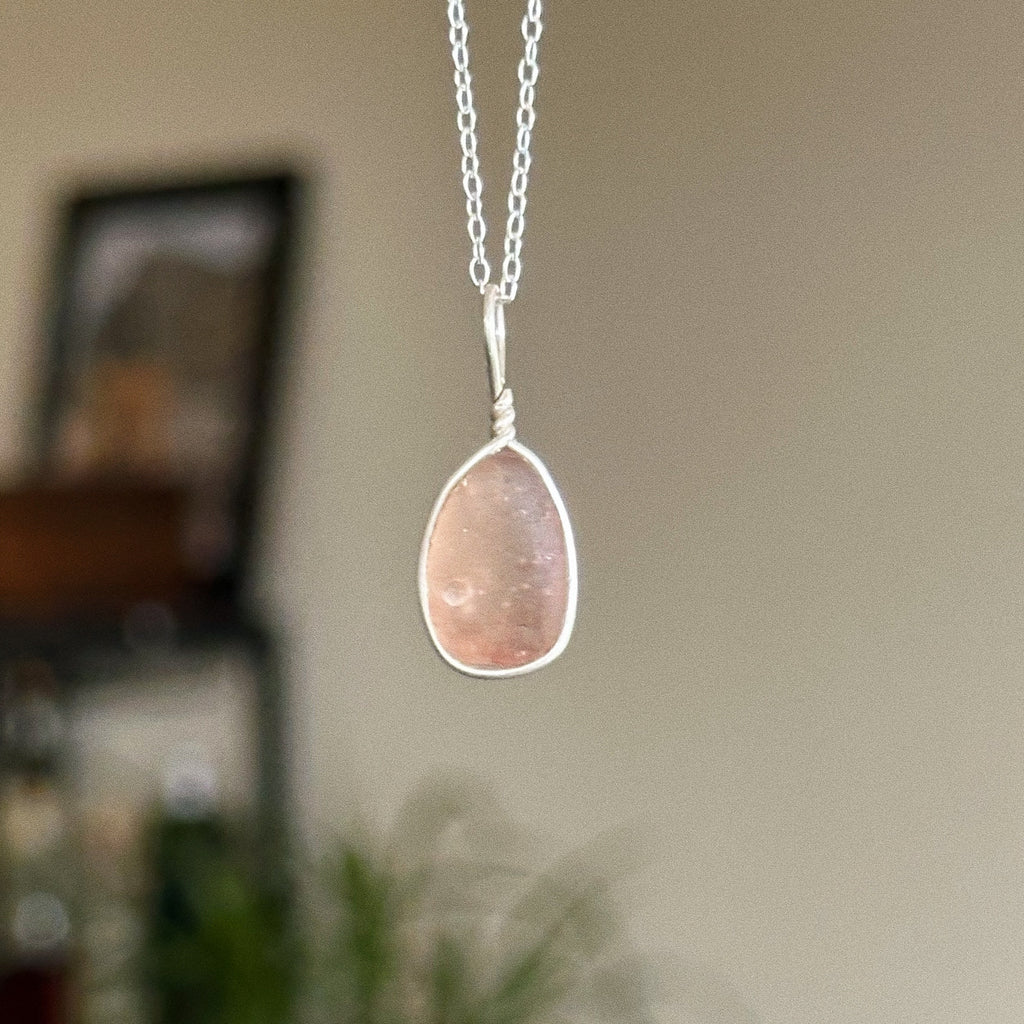 Sea glass wire wrap pendant