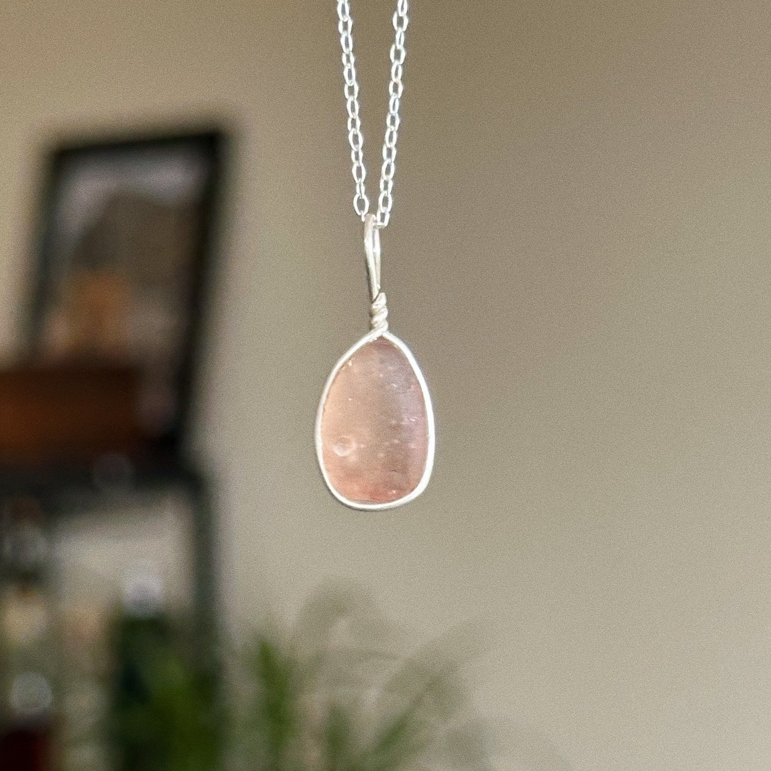 Sea glass wire wrap pendant