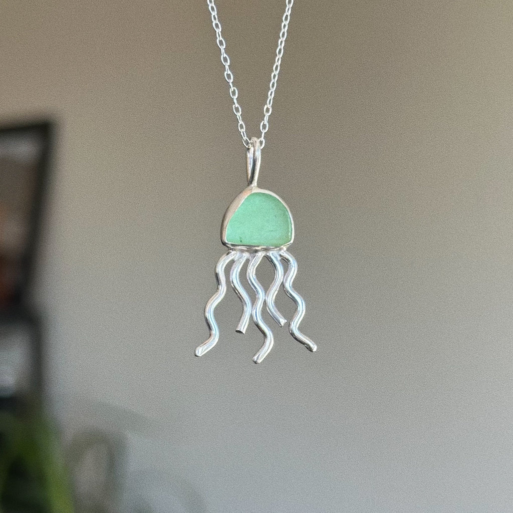 Sea glass jellyfish + chain
