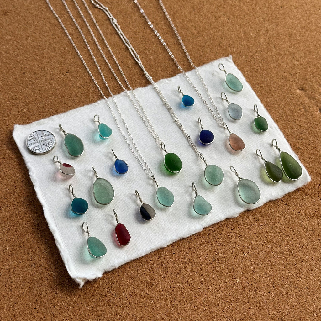 *Imperfect* Multi sea glass wire wrap pendant
