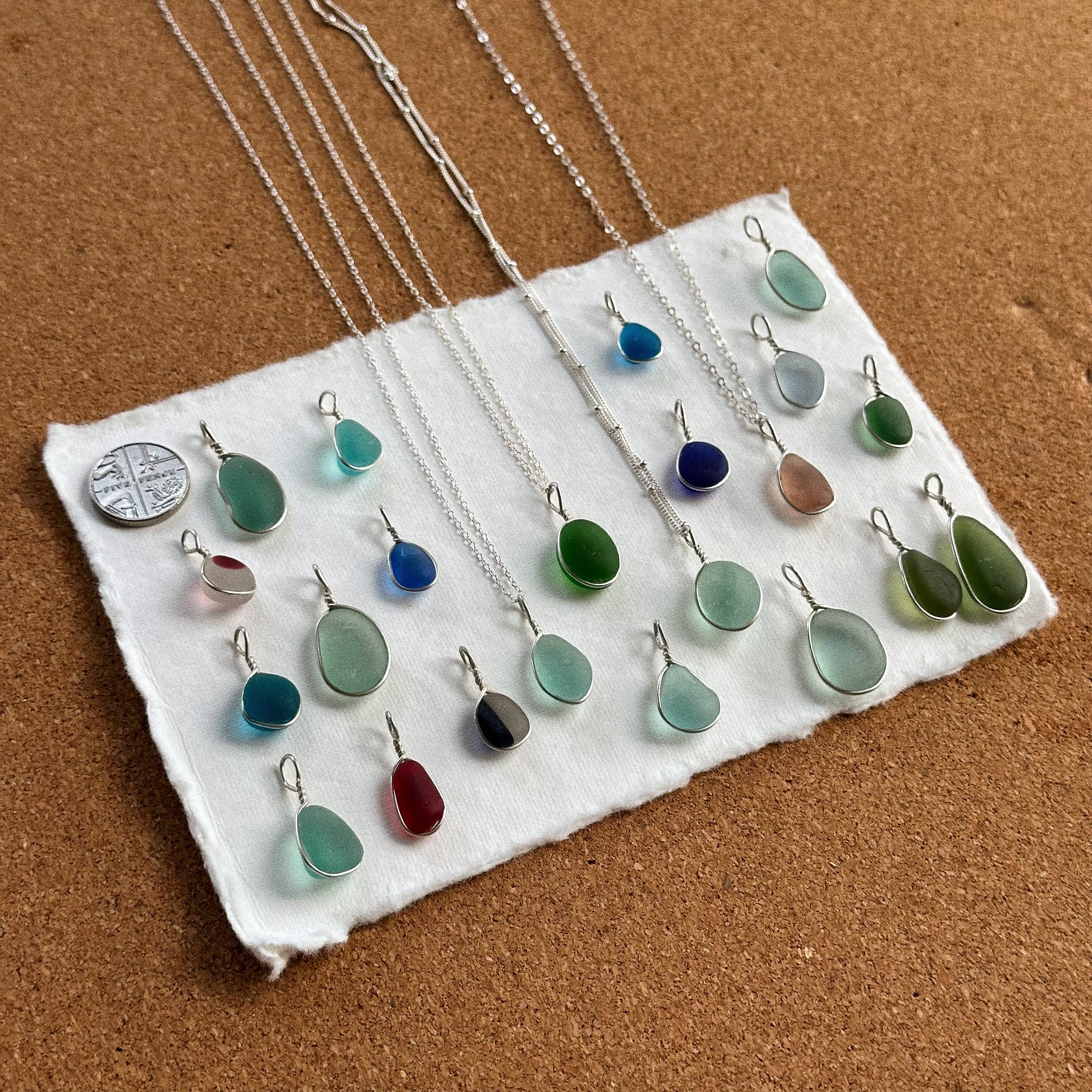 *Imperfect* Multi sea glass wire wrap pendant