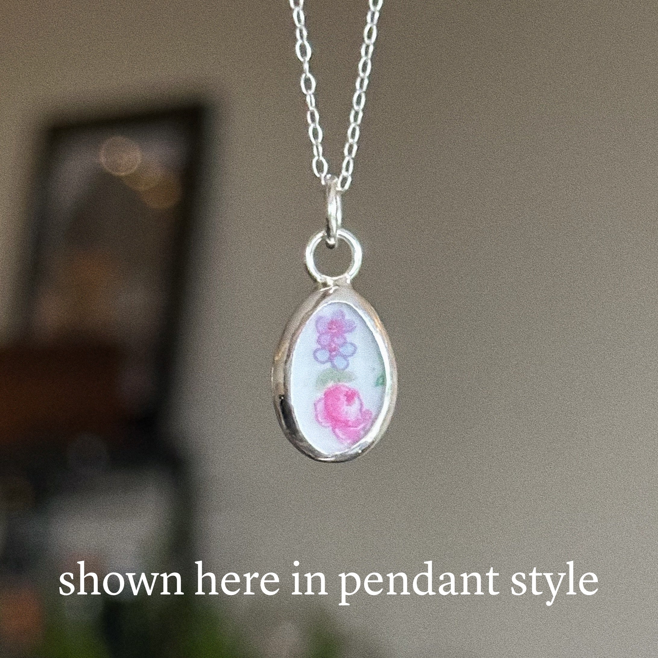 Vintage pottery charm + chain