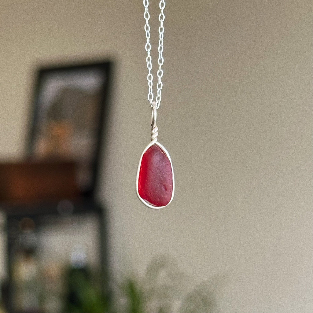 Sea glass wire wrap pendant