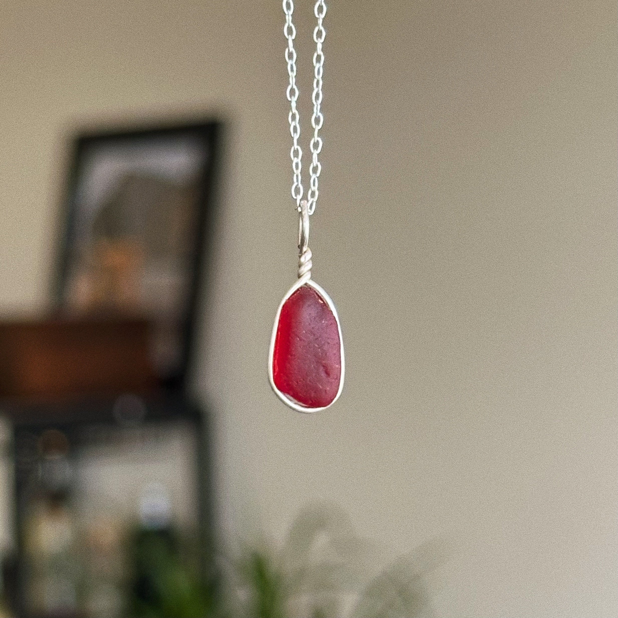 Sea glass wire wrap pendant