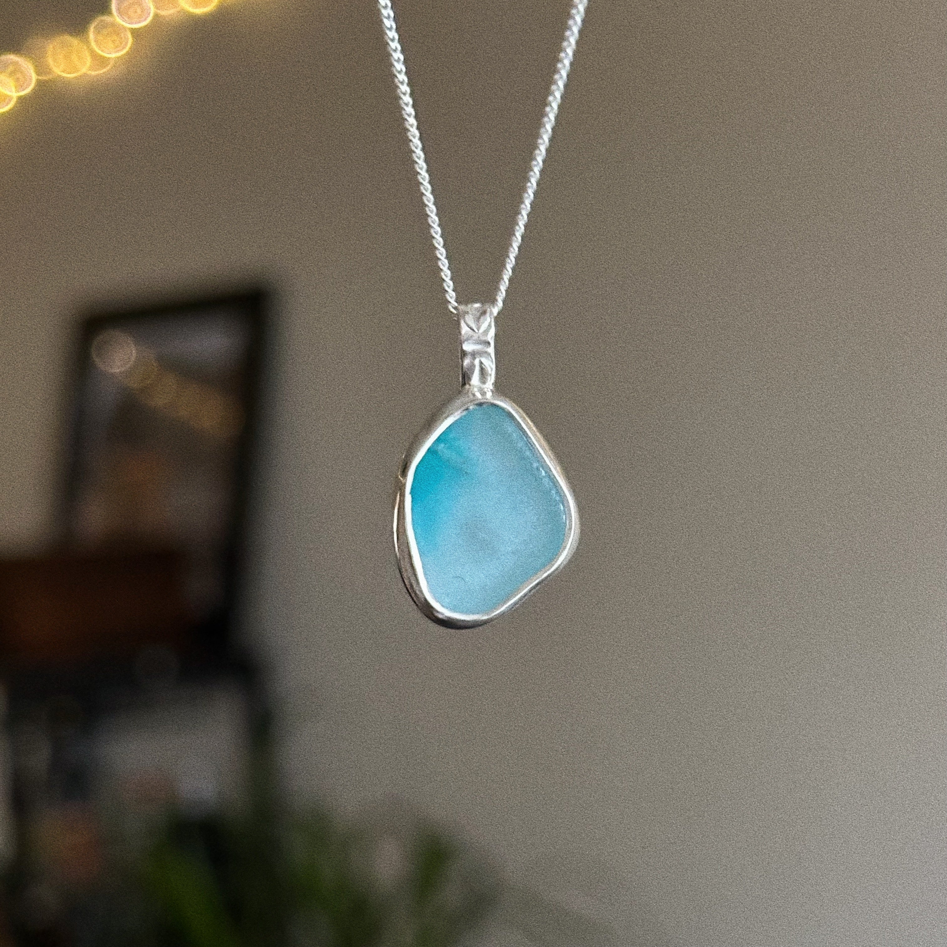 Lux multi sea glass pendant + chain
