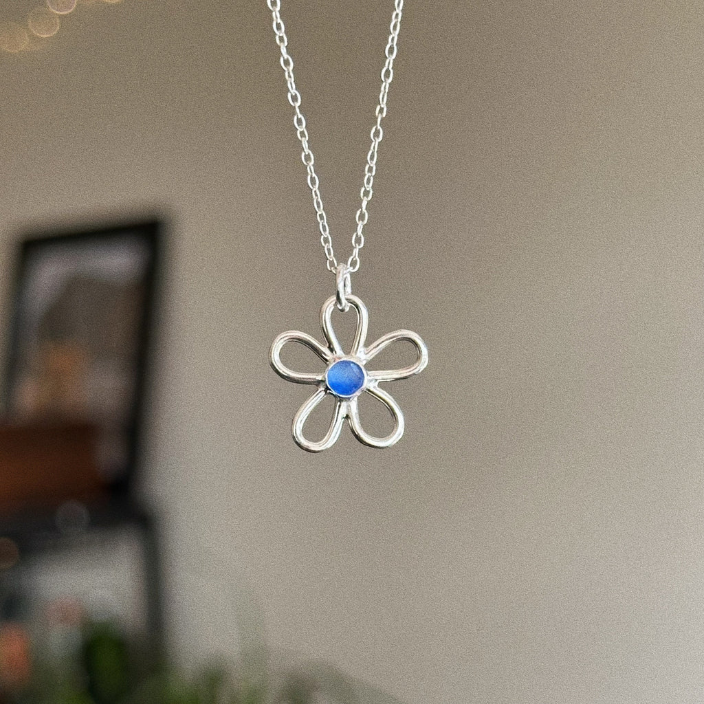 Classic multi sea glass flower + chain