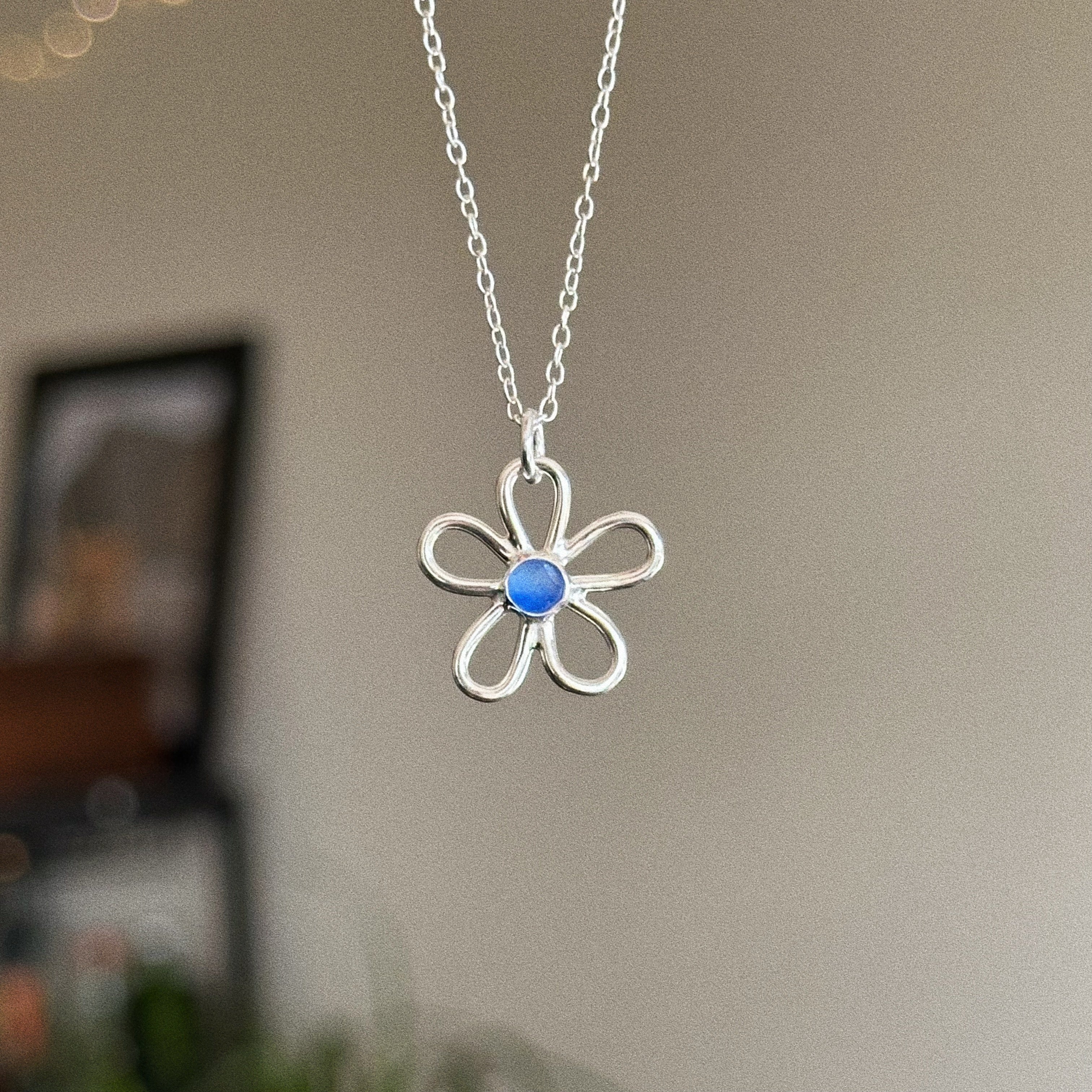 Classic multi sea glass flower + chain