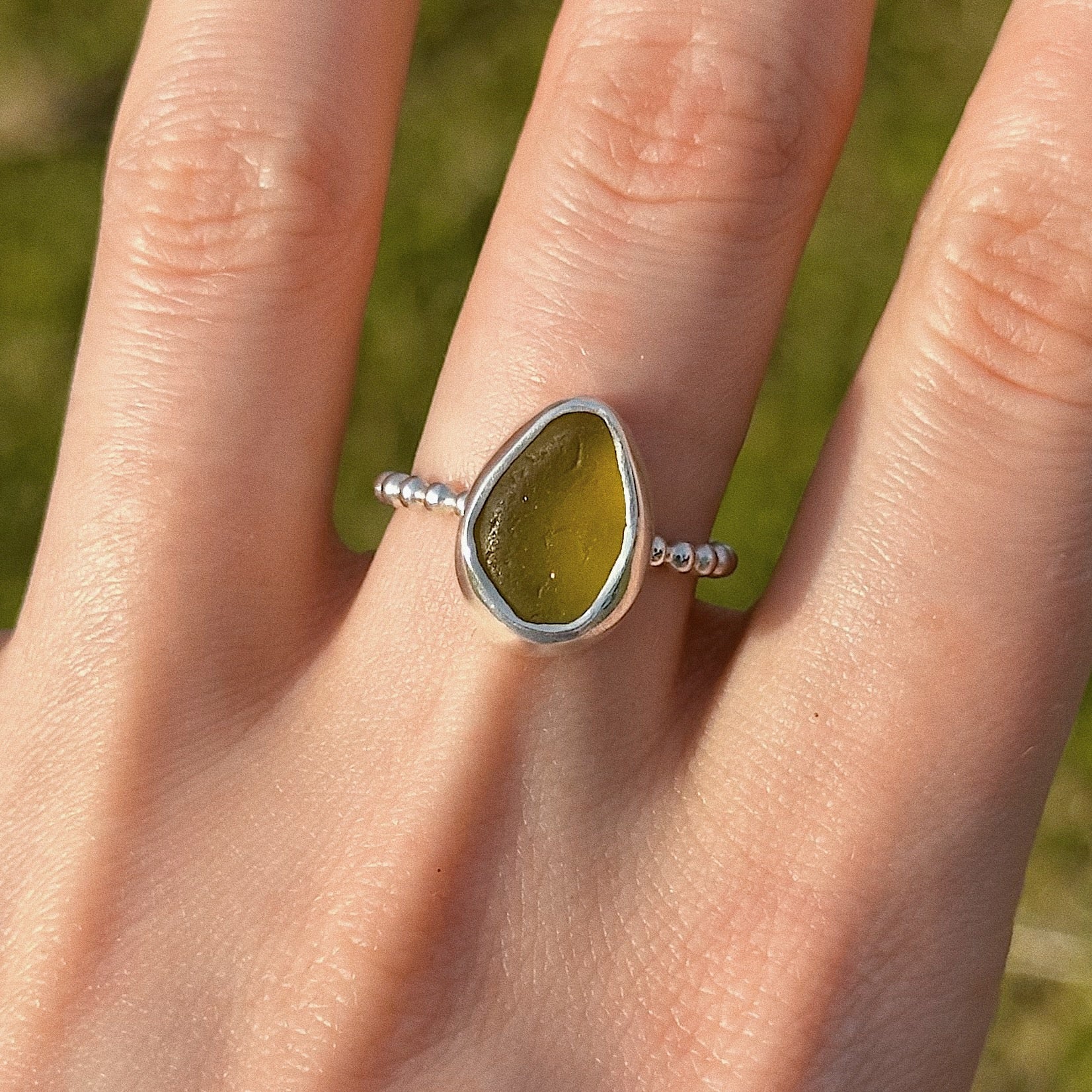 Sea glass ring No. 4 ~ UK M / US 6