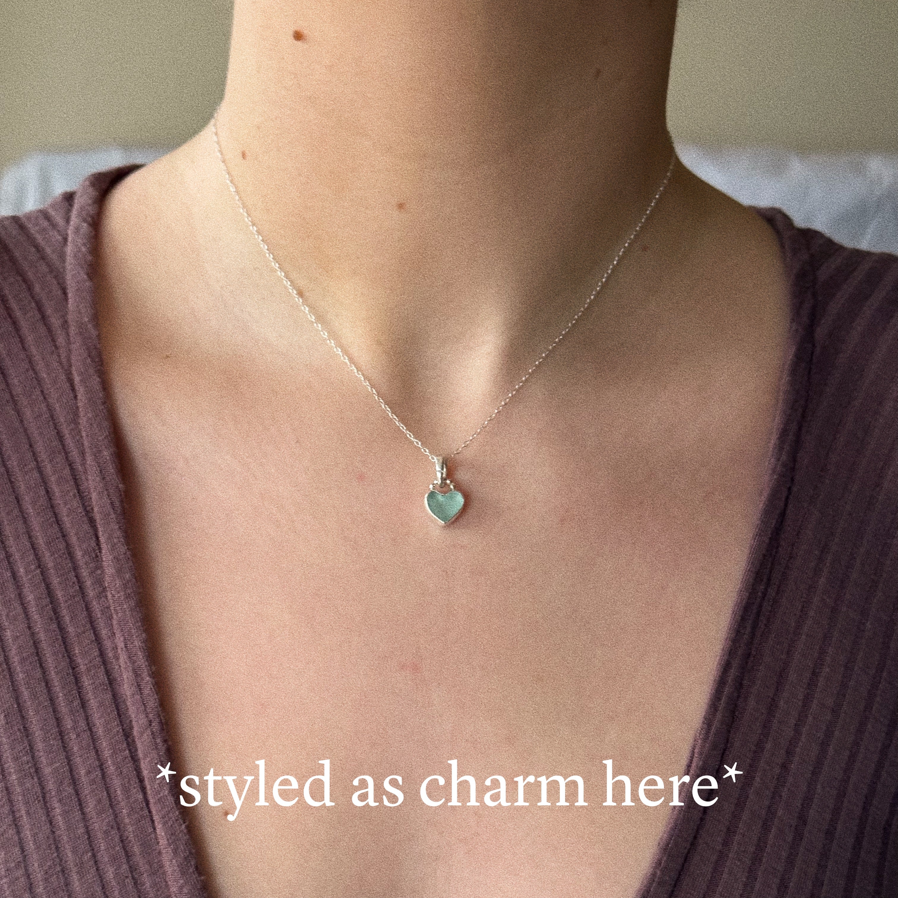 Sea glass heart necklace + chain