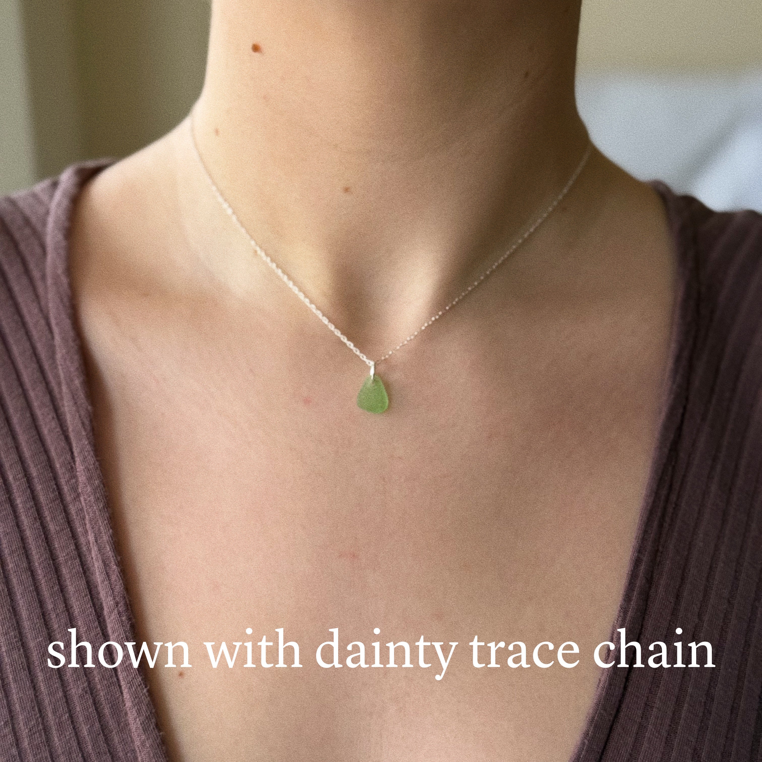 Mini simple sea glass pendant + chain