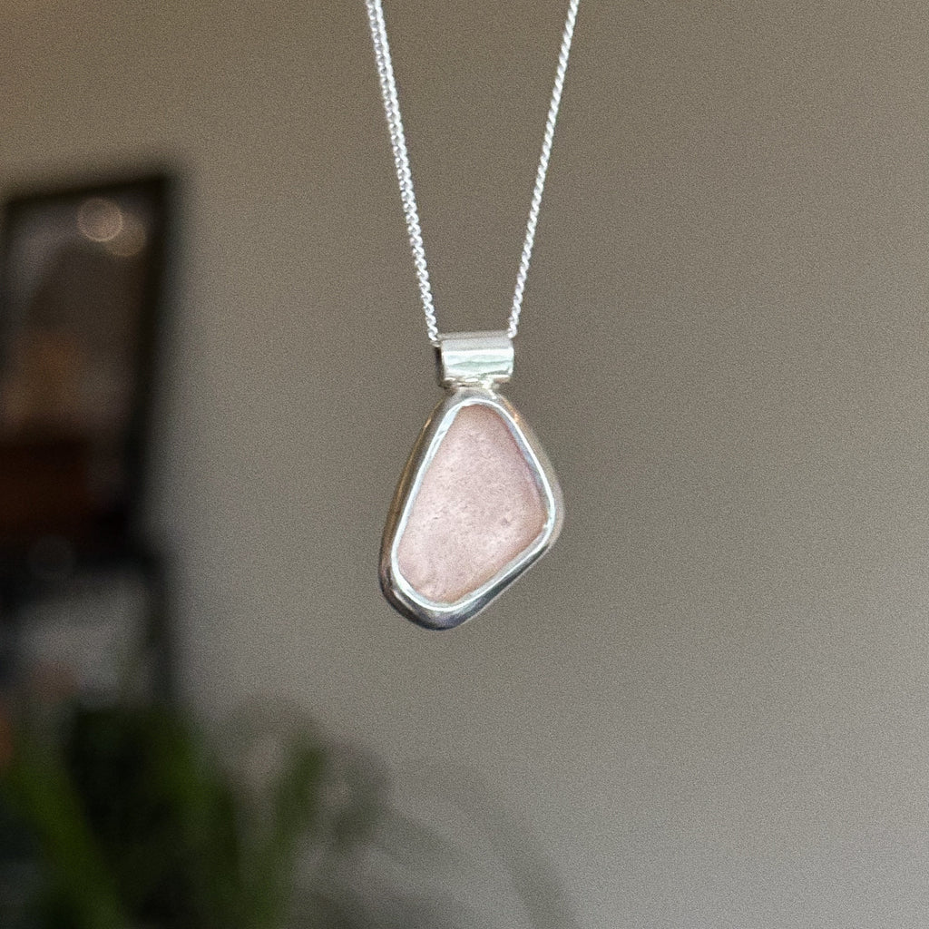 Lux sea glass pendant + chain