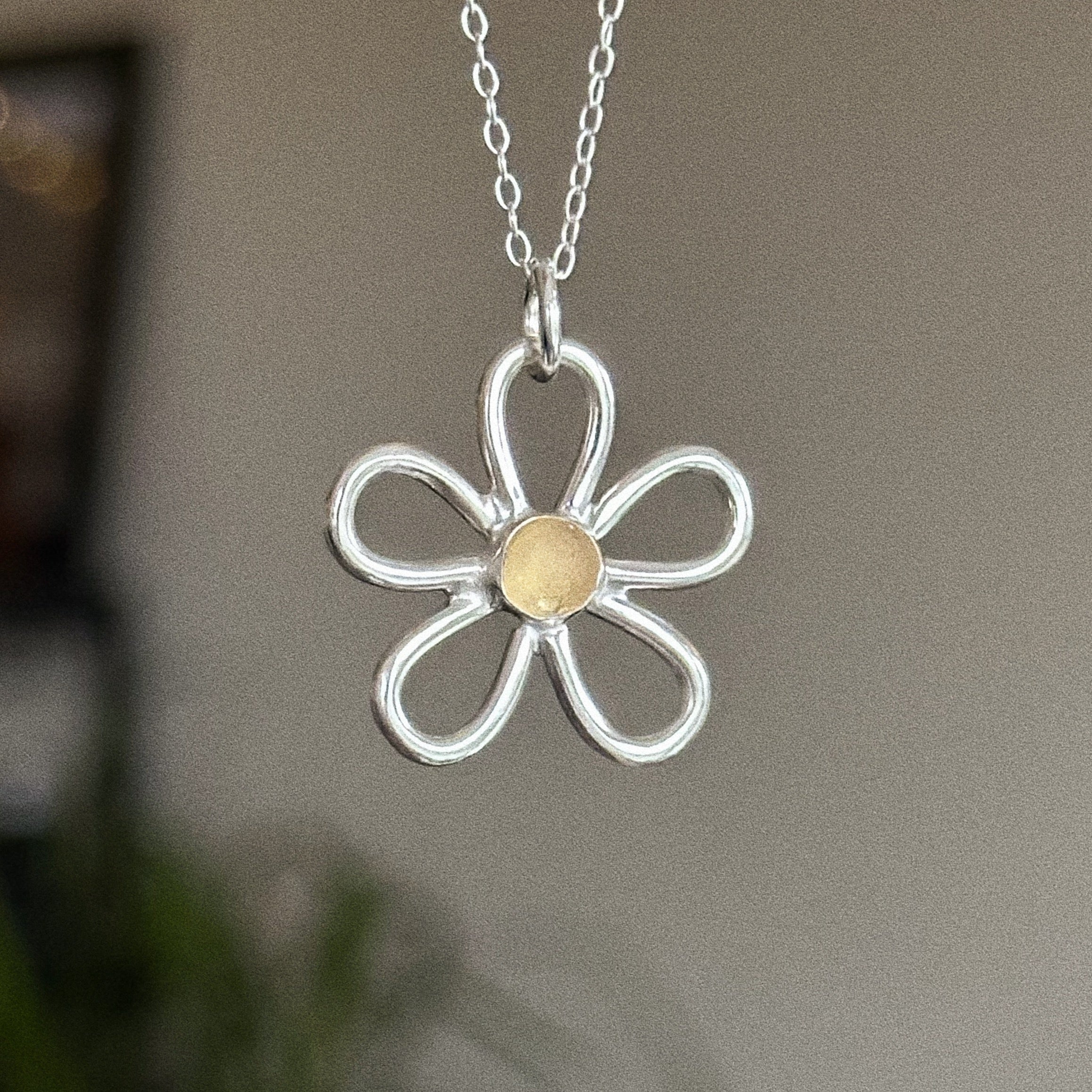 Large sea glass flower + chain