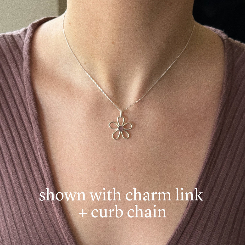 Large sea glass flower + chain