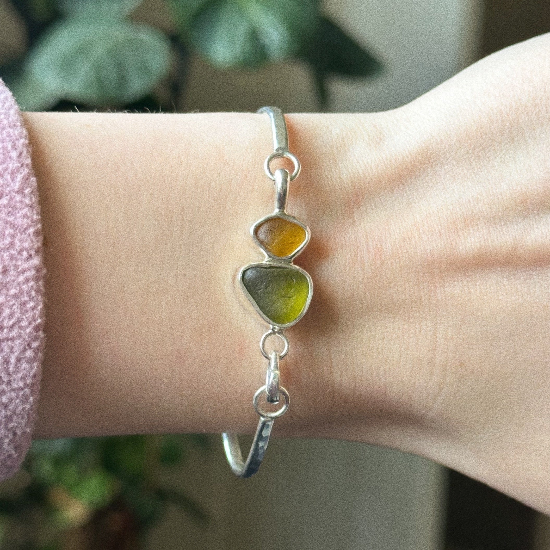 Double sea glass cuff charm No. 3