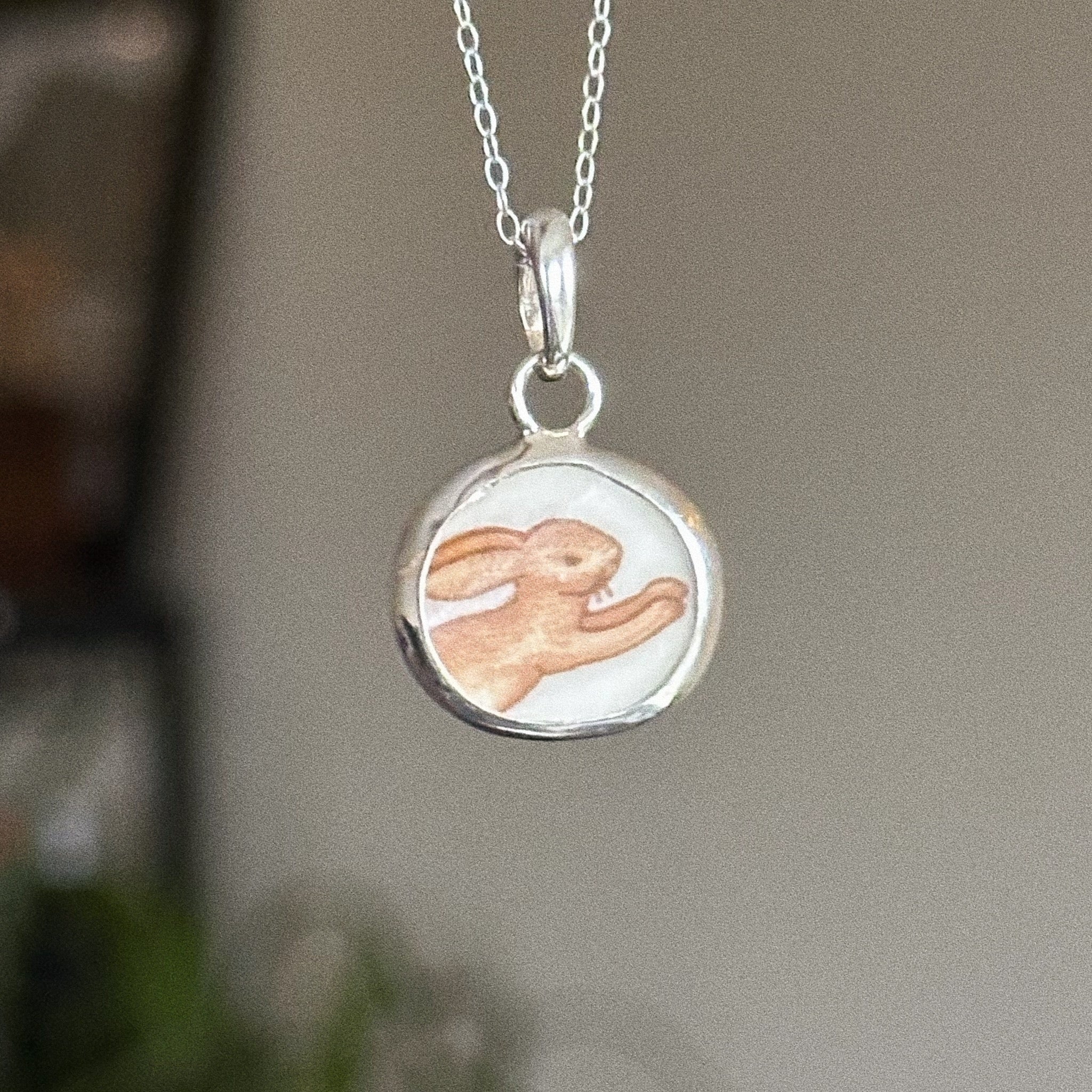 Vintage pottery charm + chain