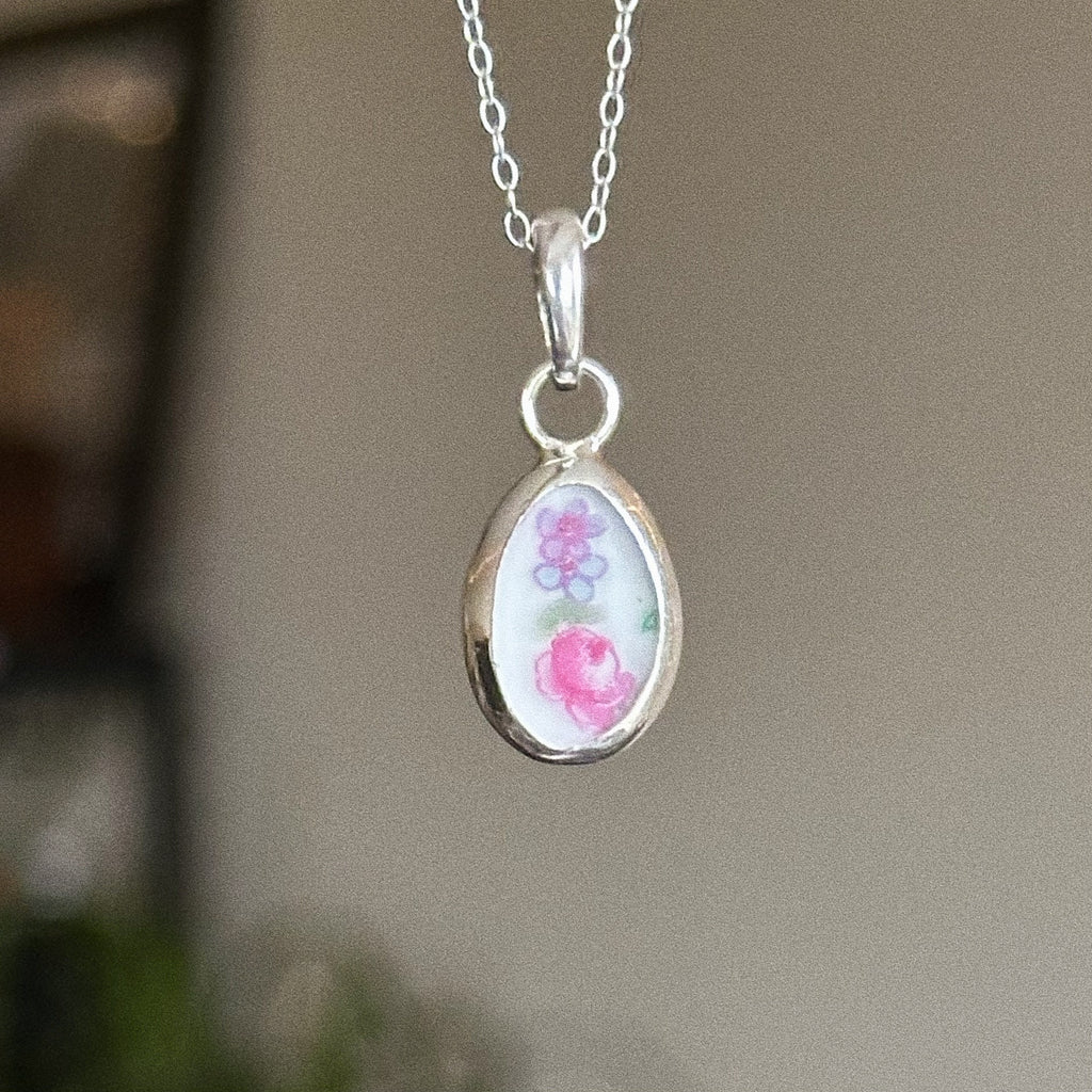 Vintage pottery charm + chain