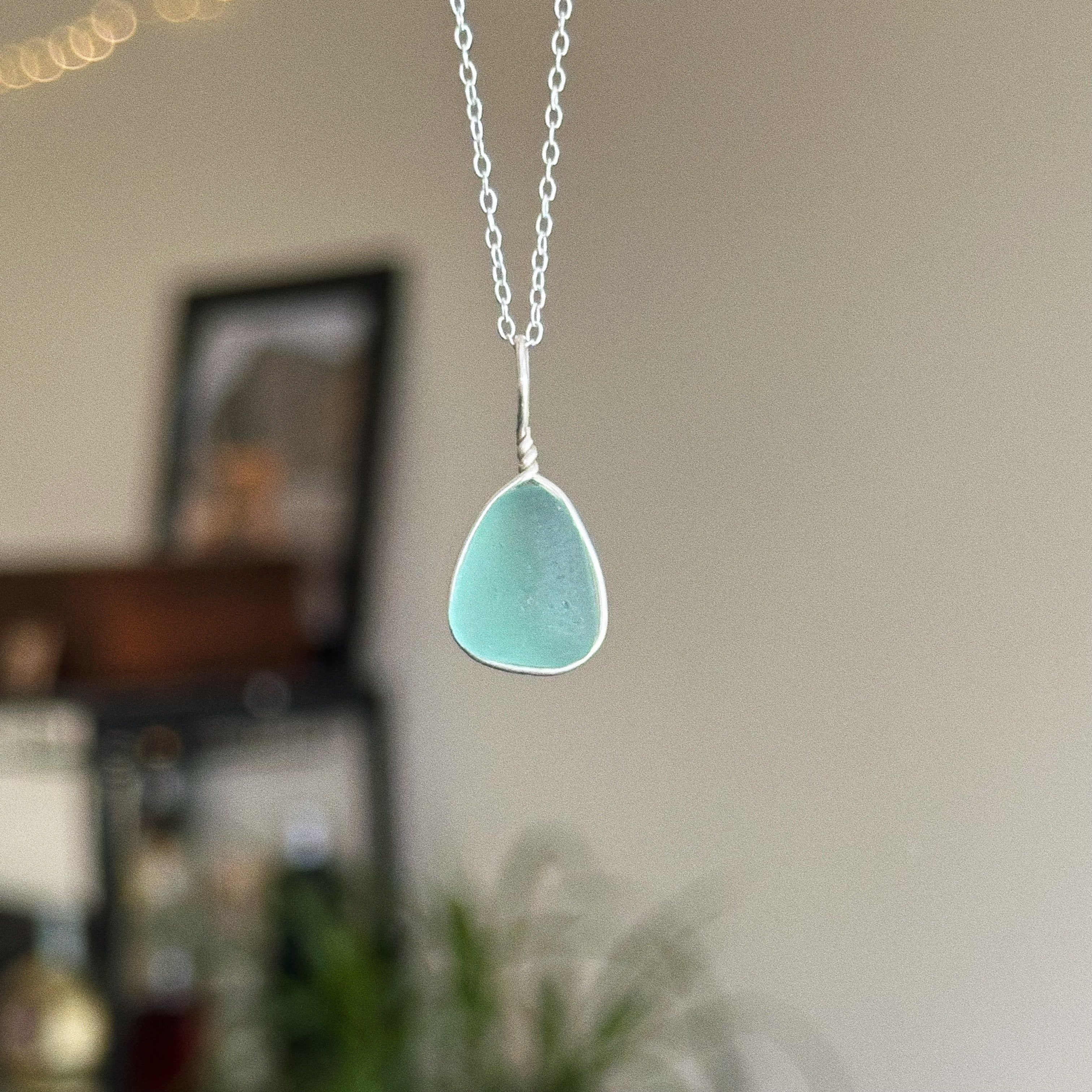 Sea glass wire wrap pendant