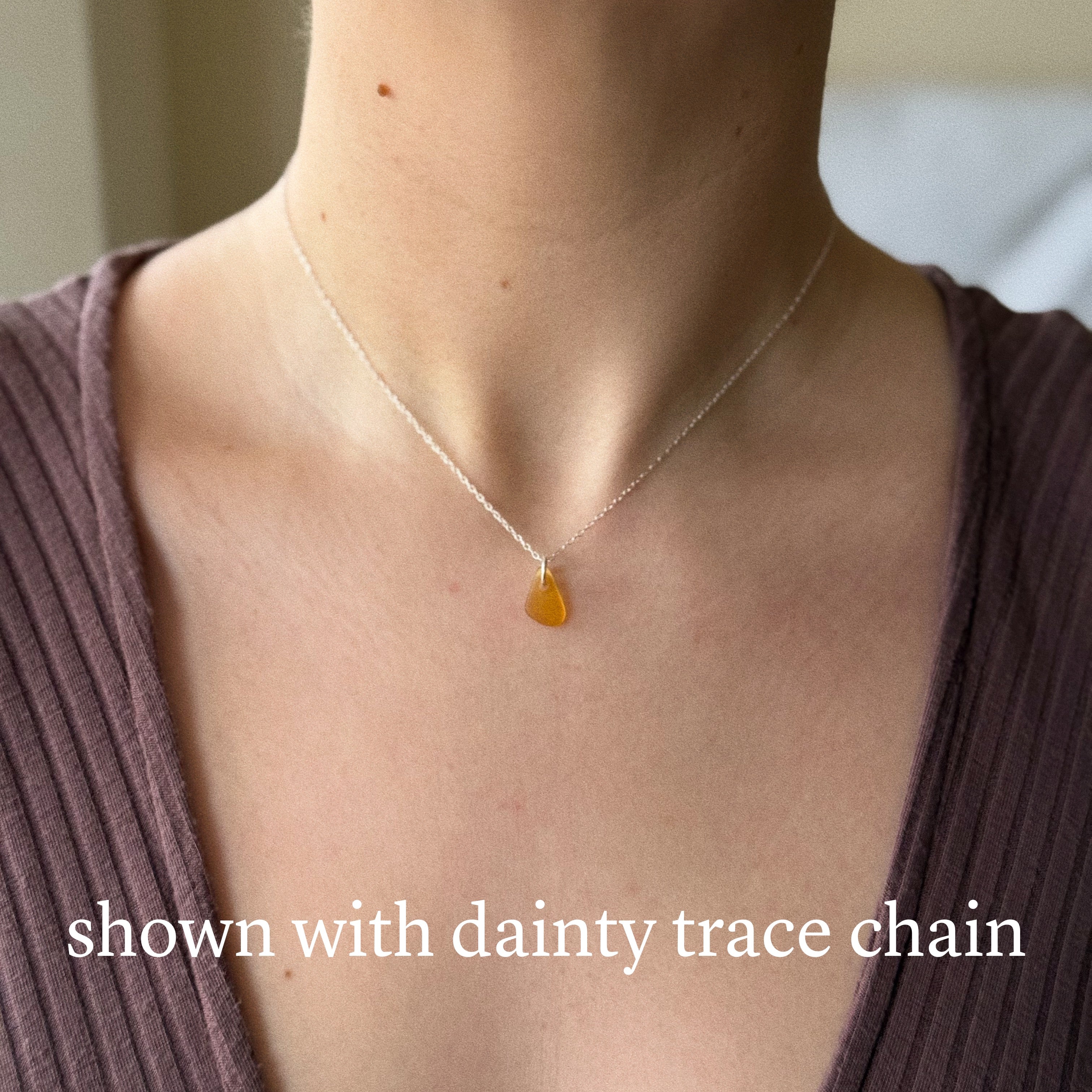 Mini simple sea glass pendant + chain