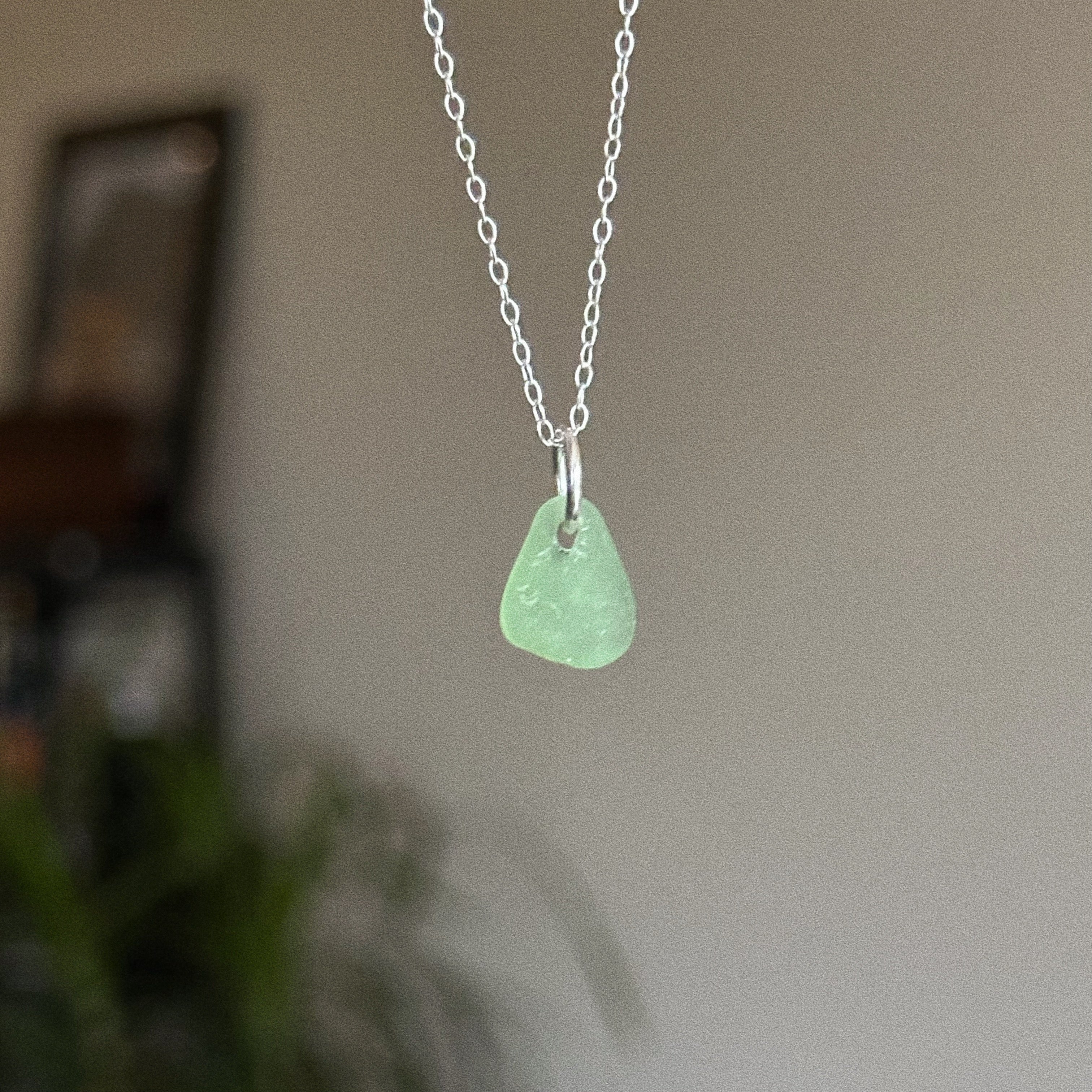 Mini simple sea glass pendant + chain