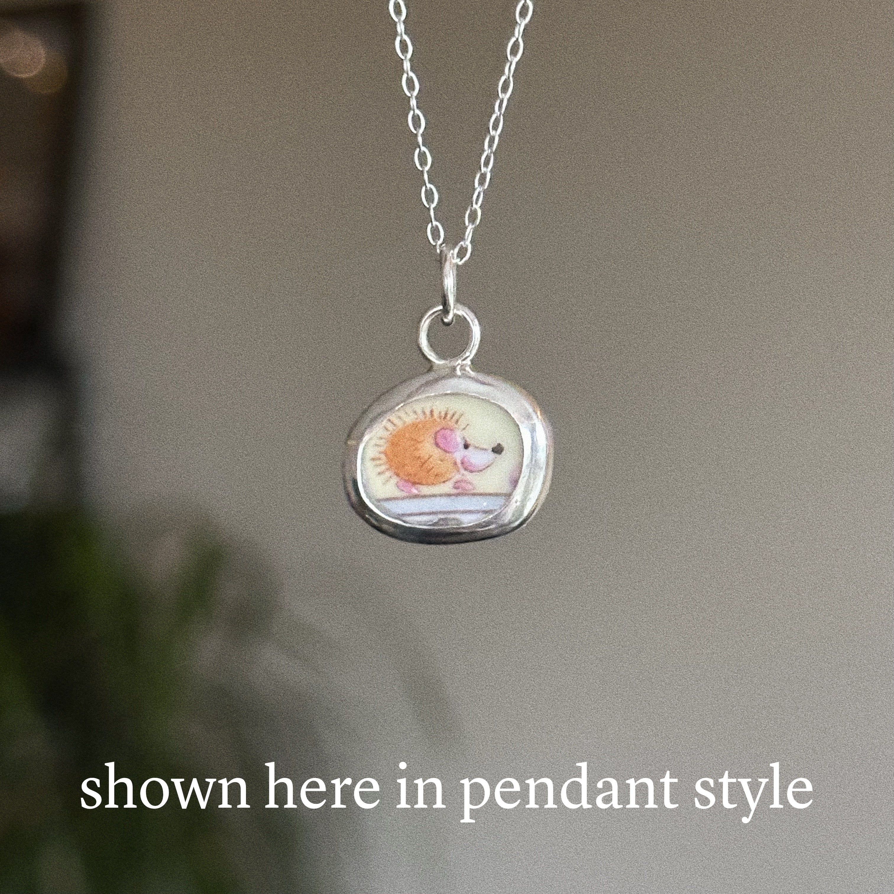 Vintage pottery charm + chain