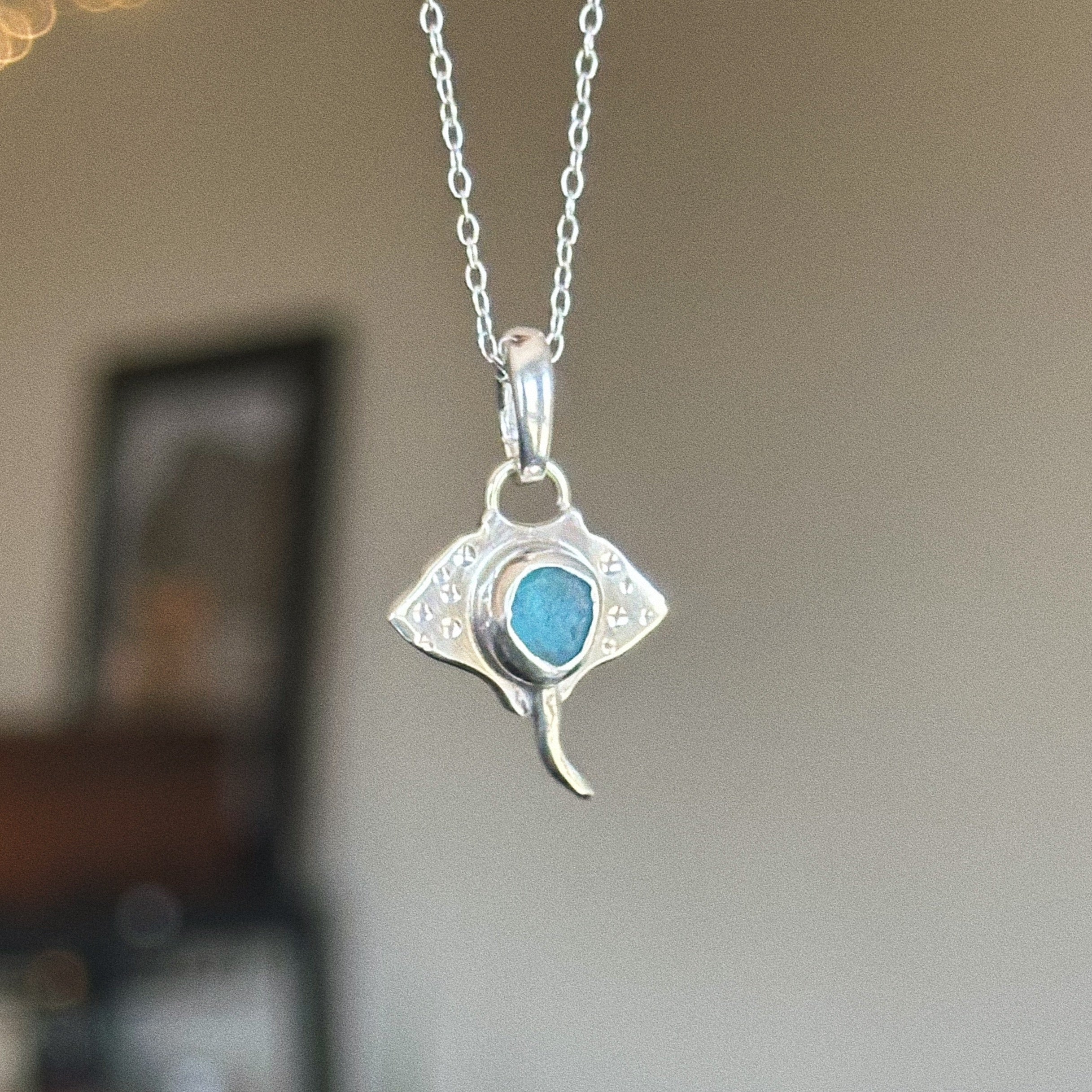 Sea glass manta ray charm