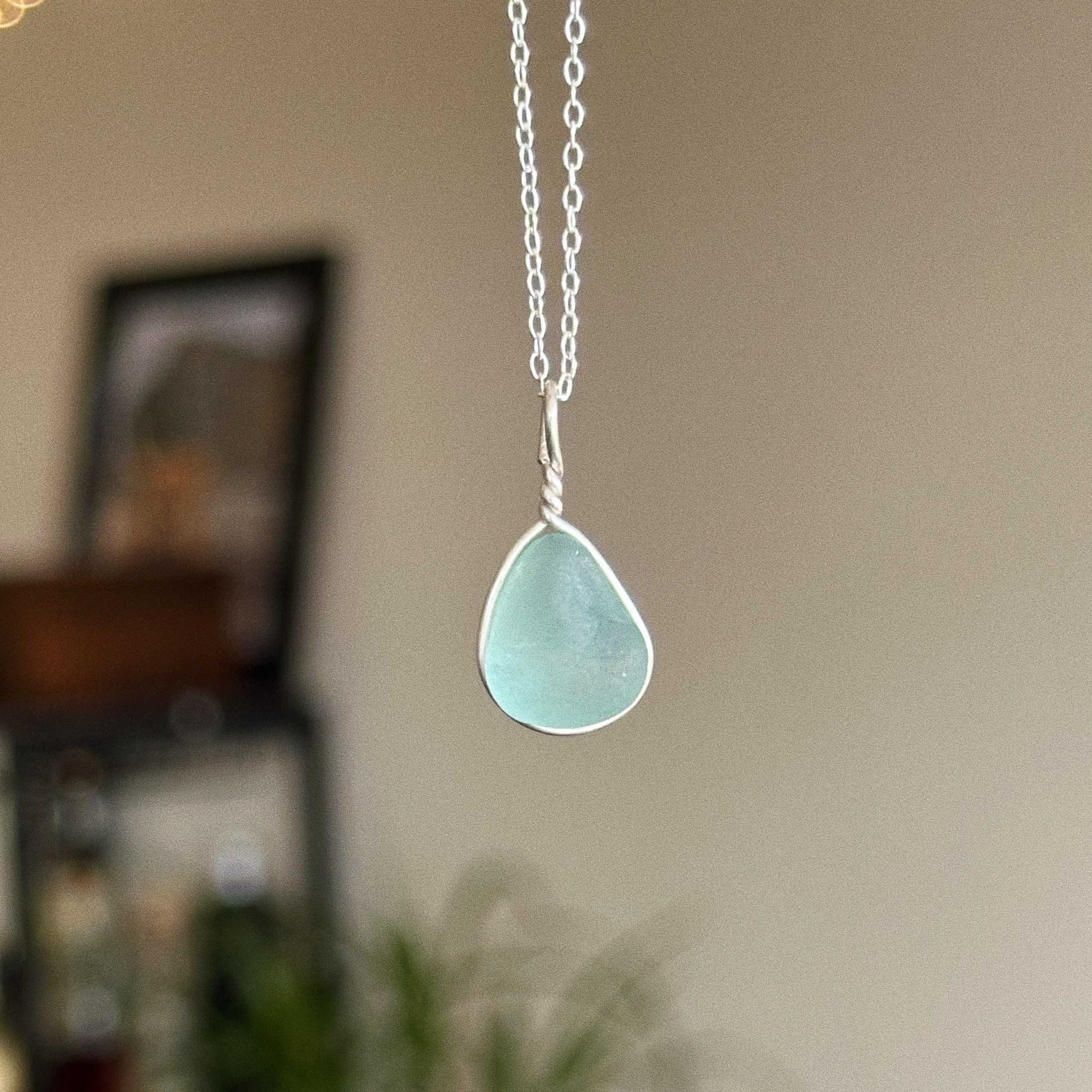 Sea glass wire wrap pendant