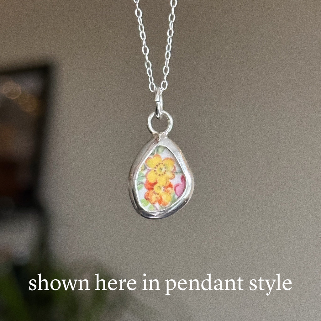 Vintage pottery charm + chain