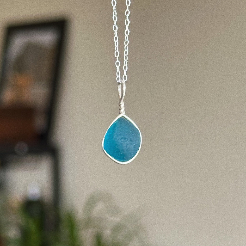 Sea glass wire wrap pendant