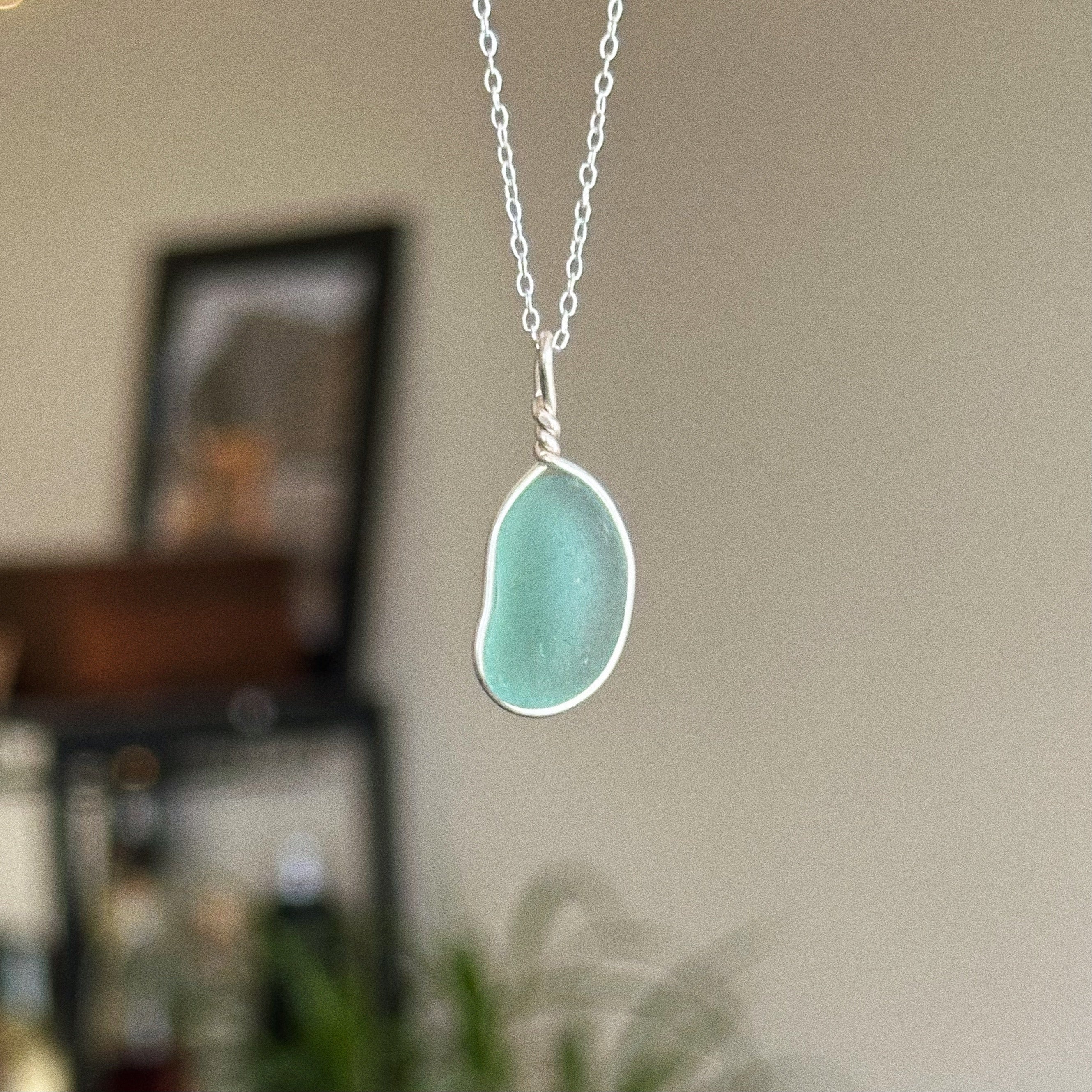 Sea glass wire wrap pendant