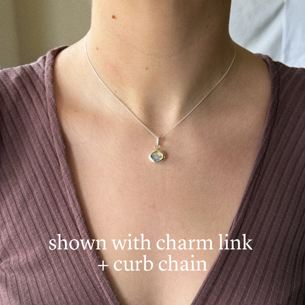 Vintage pottery charm + chain