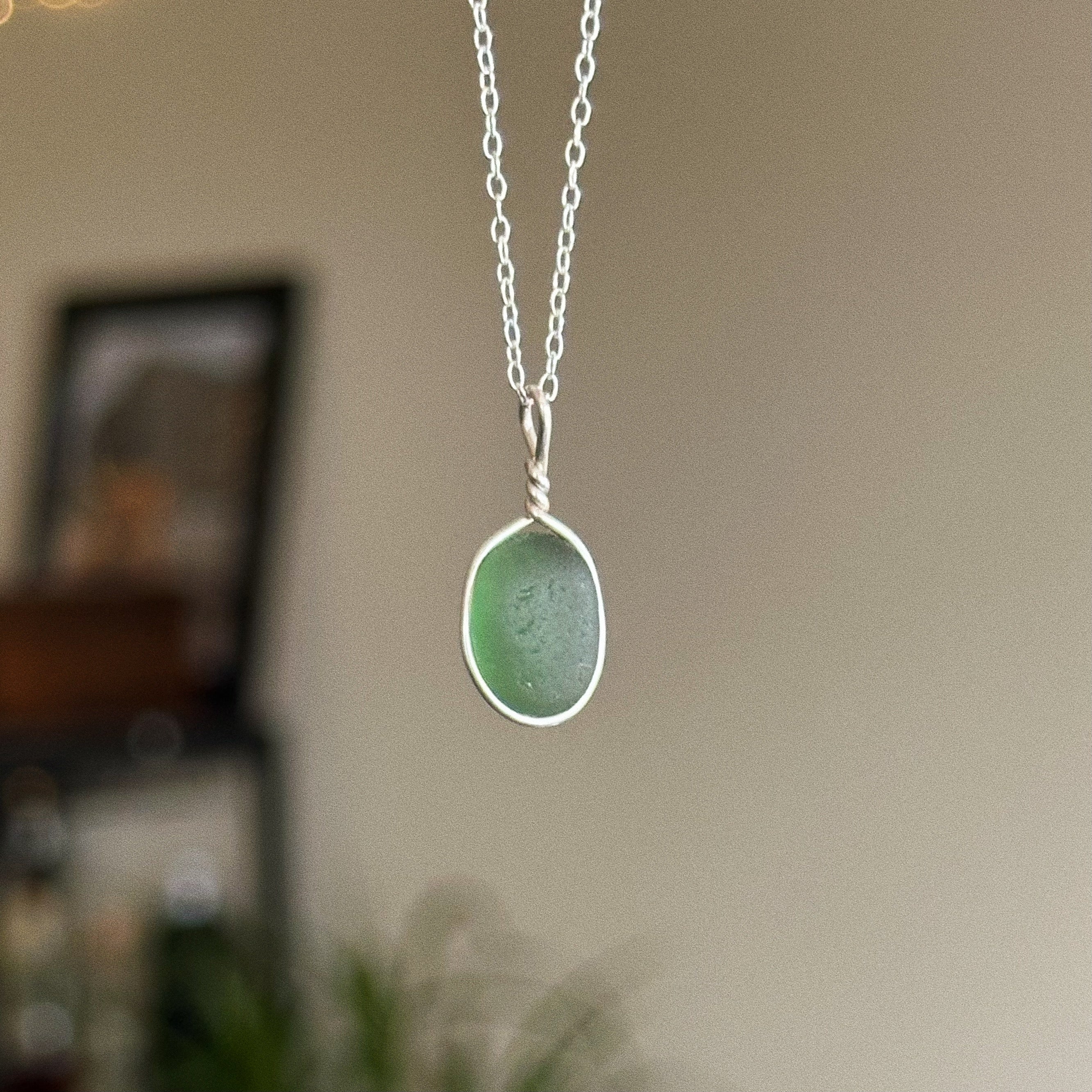 Sea glass wire wrap pendant